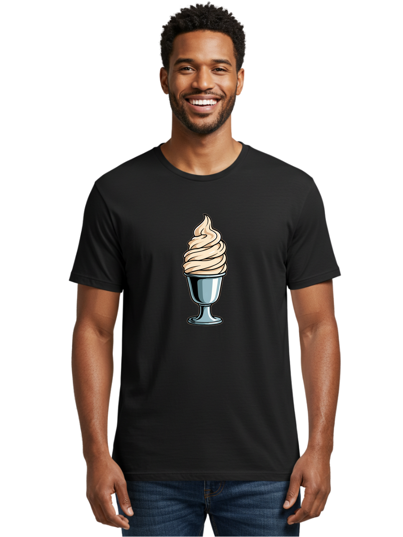 Soft-Serve Men'S Graphic Tee, 100% Cotton, Comfortable Casual Summer Wear, Machine Washable, Soft Serve Ice Cream, Frozen Dessert, Creamy Texture, Ice Cream Treat, Sweet Indulgence, Cold Comfort, Summer Delight, Dessert Lover, Tasty Pleasure Bab437