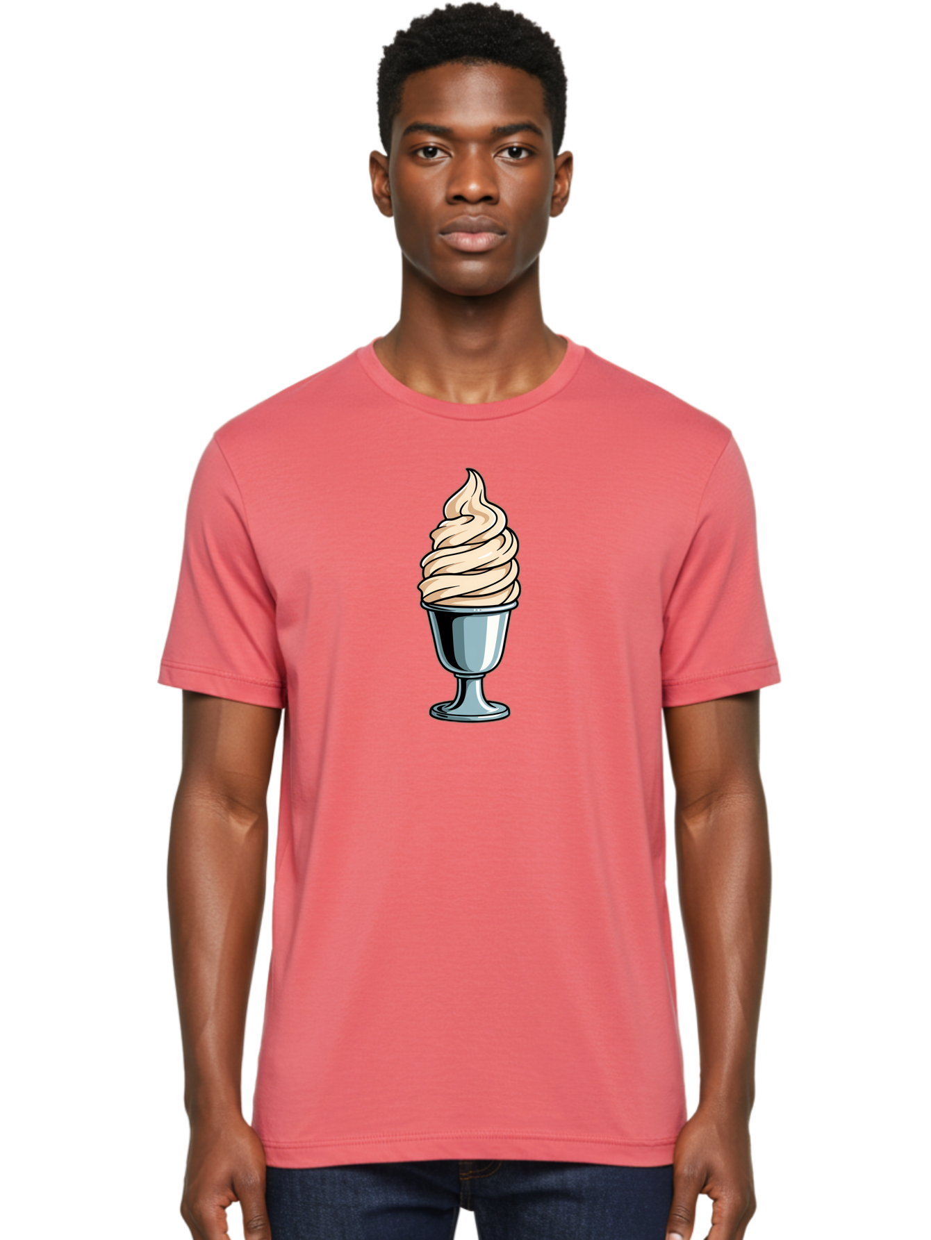 Soft-Serve Men'S Graphic Tee, 100% Cotton, Comfortable Casual Summer Wear, Machine Washable, Soft Serve Ice Cream, Frozen Dessert, Creamy Texture, Ice Cream Treat, Sweet Indulgence, Cold Comfort, Summer Delight, Dessert Lover, Tasty Pleasure Bab437