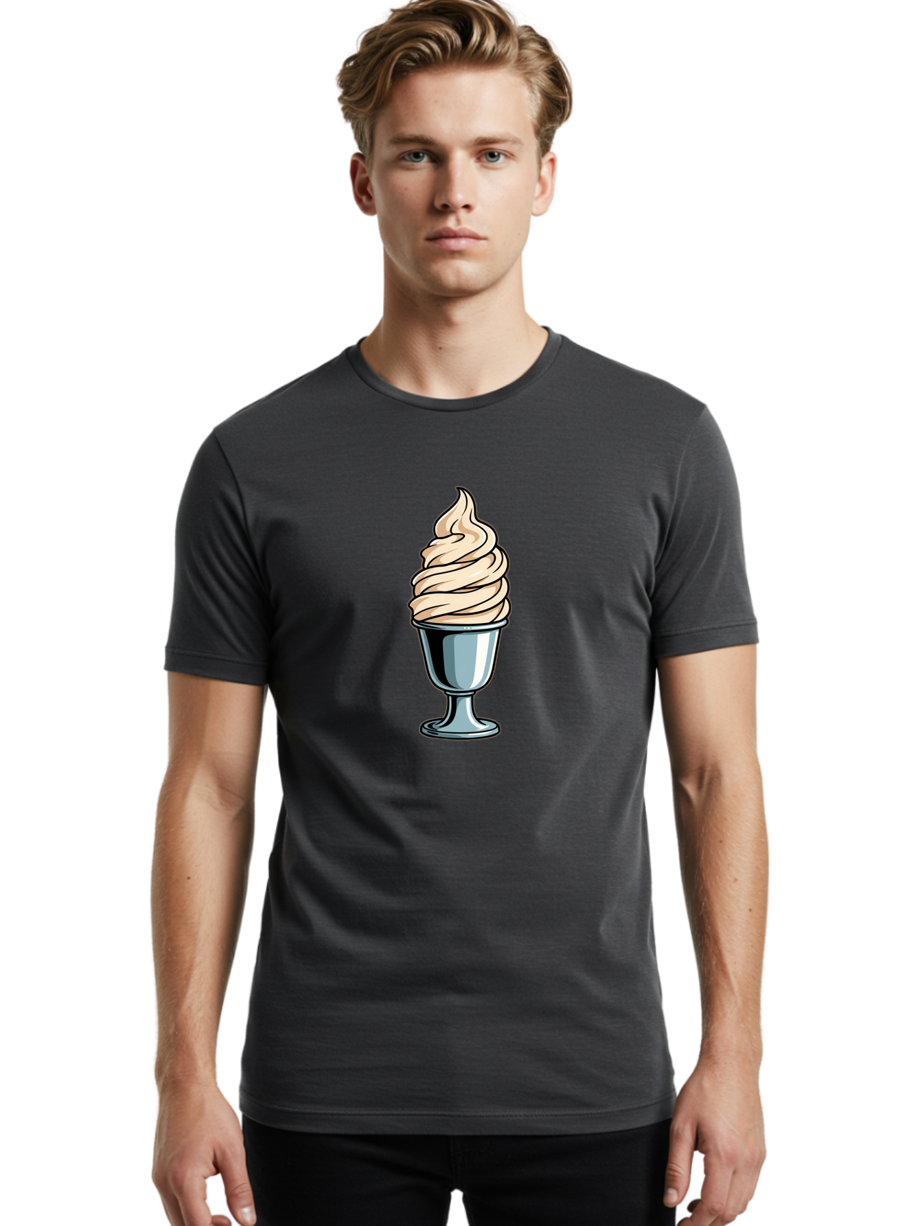 Soft-Serve Men'S Graphic Tee, 100% Cotton, Comfortable Casual Summer Wear, Machine Washable, Soft Serve Ice Cream, Frozen Dessert, Creamy Texture, Ice Cream Treat, Sweet Indulgence, Cold Comfort, Summer Delight, Dessert Lover, Tasty Pleasure Bab437