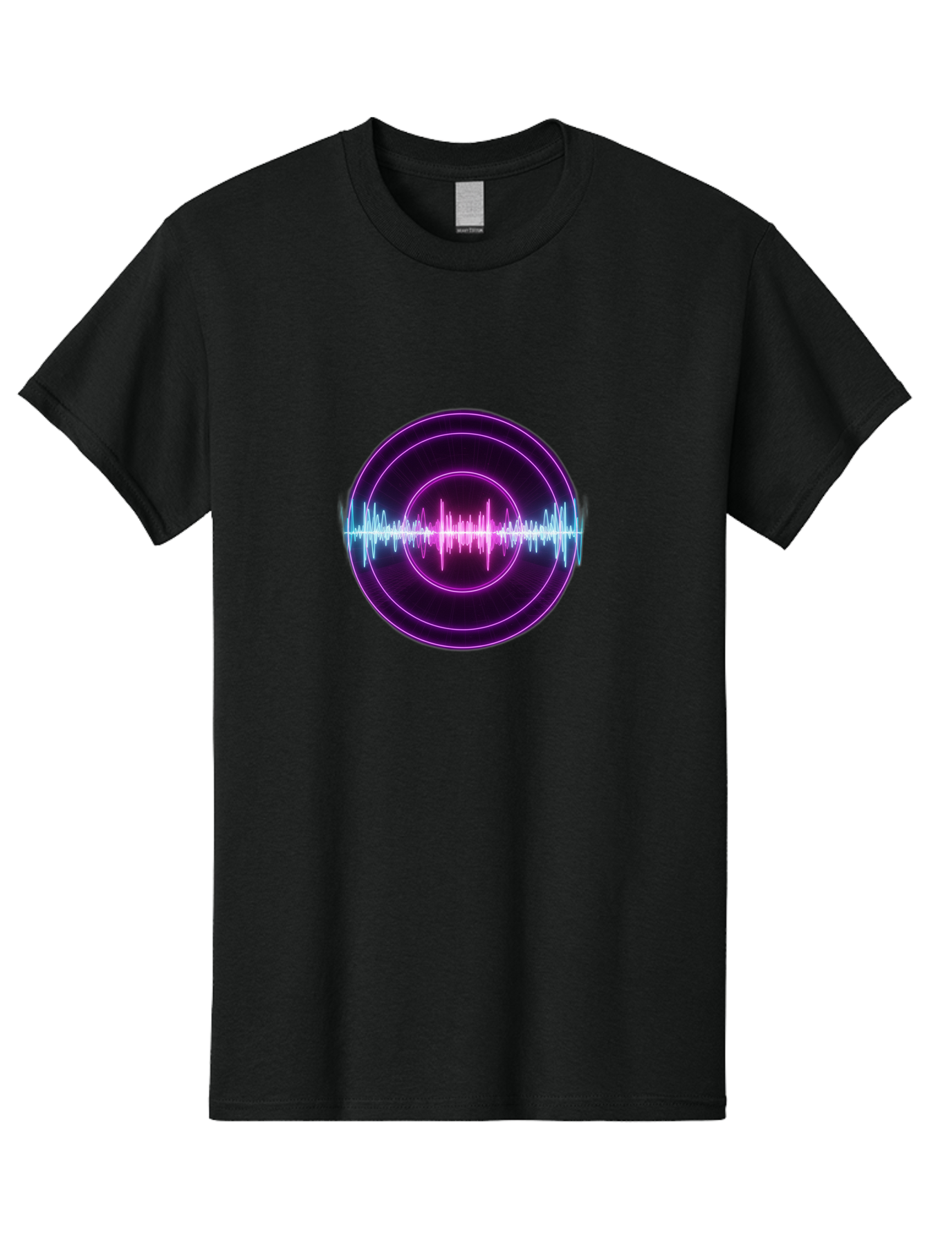 Sound-Wave Men'S Graphic Tee, 100% Cotton, Comfortable Casual Summer Wear, Machine Washable, Sound Wave, Audio Signal, Purple Neon Lights, Futuristic Design, Music Visualizer, Waveform Graphic, Digital Art, Glowing Effect Bab439