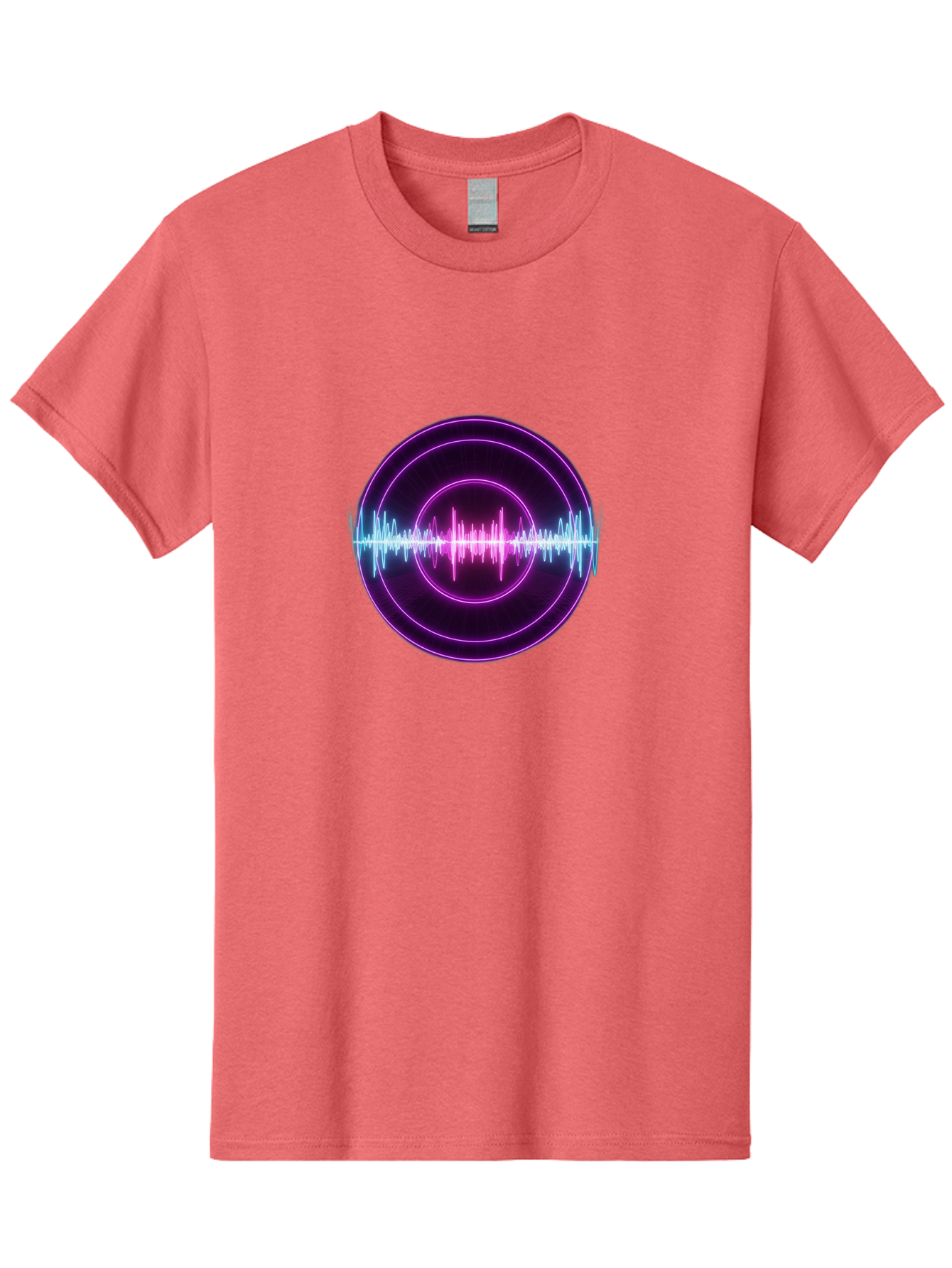 Sound-Wave Men'S Graphic Tee, 100% Cotton, Comfortable Casual Summer Wear, Machine Washable, Sound Wave, Audio Signal, Purple Neon Lights, Futuristic Design, Music Visualizer, Waveform Graphic, Digital Art, Glowing Effect Bab439