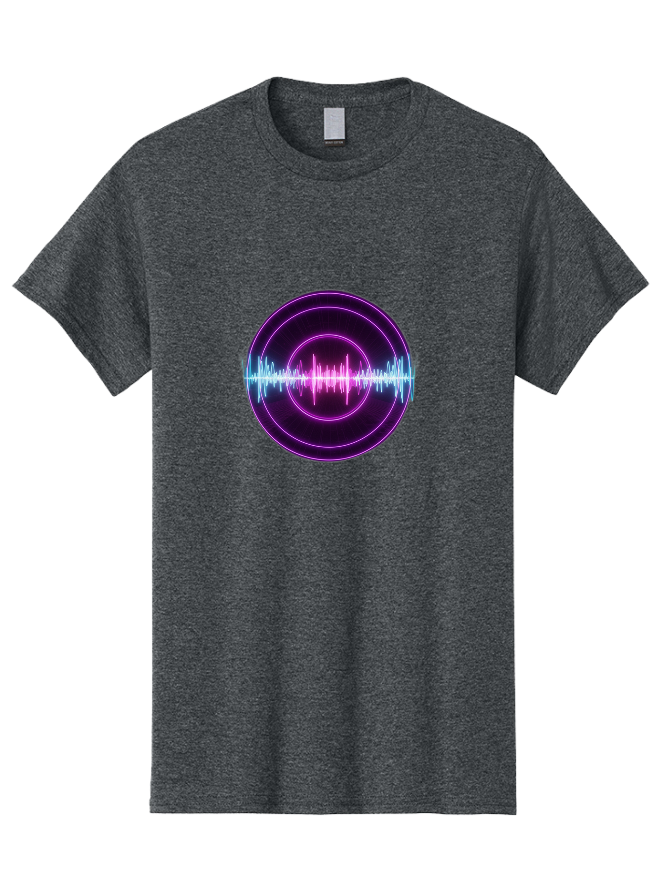 Sound-Wave Men'S Graphic Tee, 100% Cotton, Comfortable Casual Summer Wear, Machine Washable, Sound Wave, Audio Signal, Purple Neon Lights, Futuristic Design, Music Visualizer, Waveform Graphic, Digital Art, Glowing Effect Bab439
