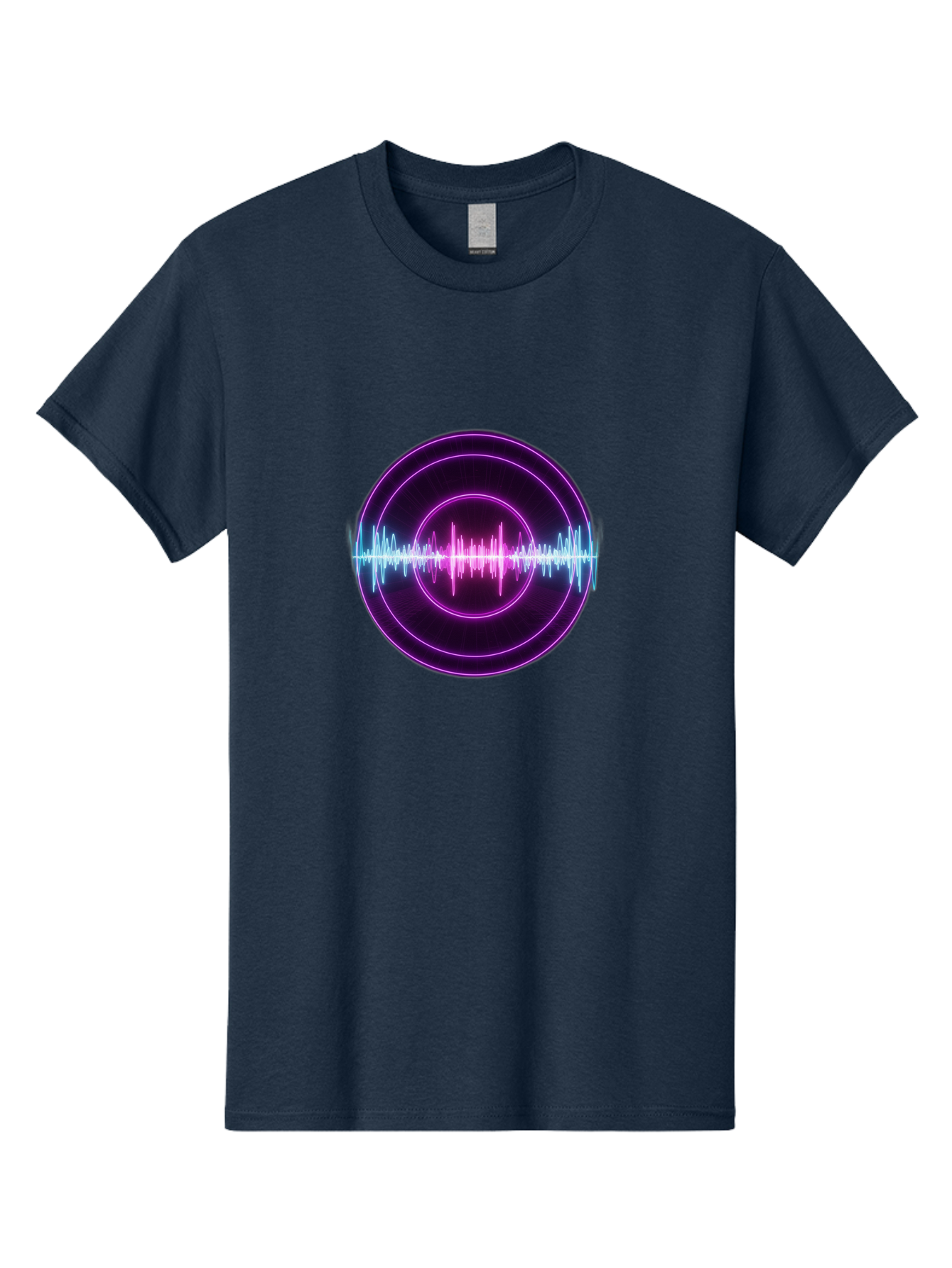 Sound-Wave Men'S Graphic Tee, 100% Cotton, Comfortable Casual Summer Wear, Machine Washable, Sound Wave, Audio Signal, Purple Neon Lights, Futuristic Design, Music Visualizer, Waveform Graphic, Digital Art, Glowing Effect Bab439