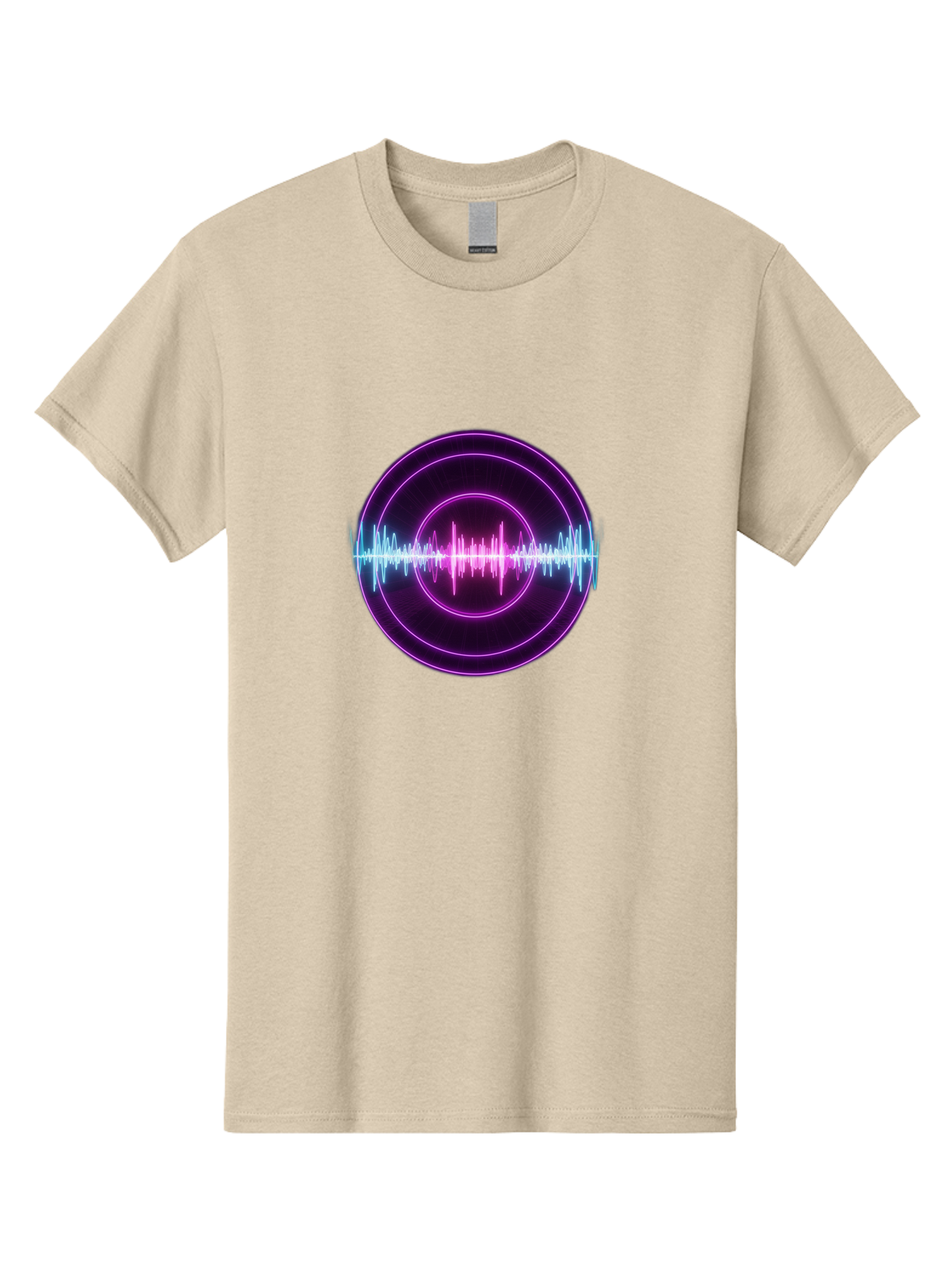 Sound-Wave Men'S Graphic Tee, 100% Cotton, Comfortable Casual Summer Wear, Machine Washable, Sound Wave, Audio Signal, Purple Neon Lights, Futuristic Design, Music Visualizer, Waveform Graphic, Digital Art, Glowing Effect Bab439