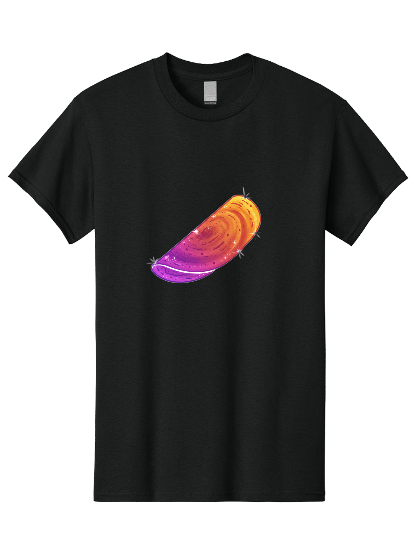 Sparkling-Dosa Men'S Graphic Tee, 100% Cotton, Comfortable Casual Summer Wear, Machine Washable, Vibrant Purple And Orange Design, Swirling Patterns, Shiny Surface, Sparkles, Mesmerizing Graphics, Abstract Art, Colorful Illustration, Bab442