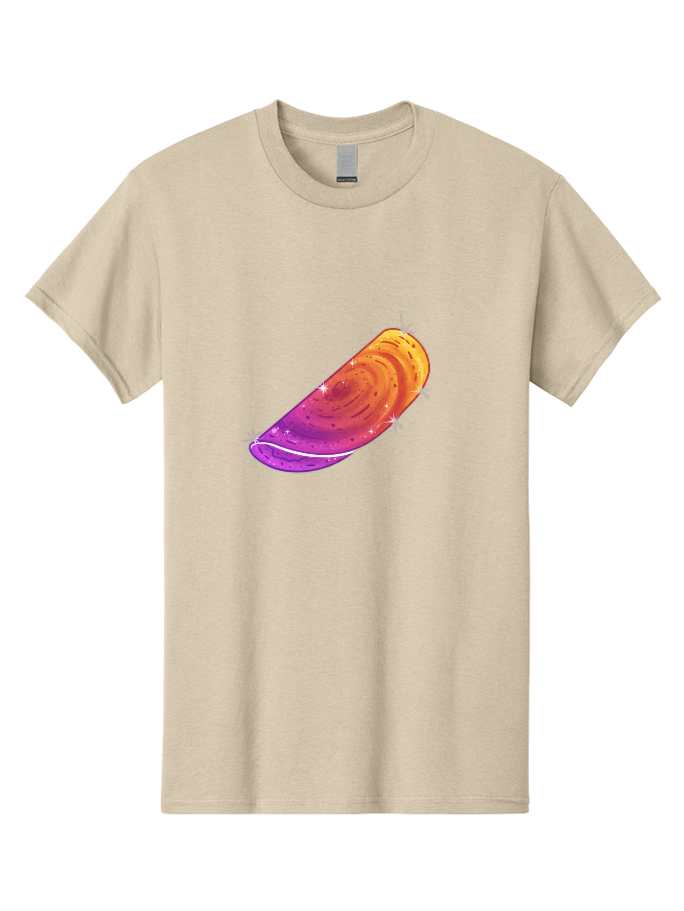 Sparkling-Dosa Men'S Graphic Tee, 100% Cotton, Comfortable Casual Summer Wear, Machine Washable, Vibrant Purple And Orange Design, Swirling Patterns, Shiny Surface, Sparkles, Mesmerizing Graphics, Abstract Art, Colorful Illustration, Bab442