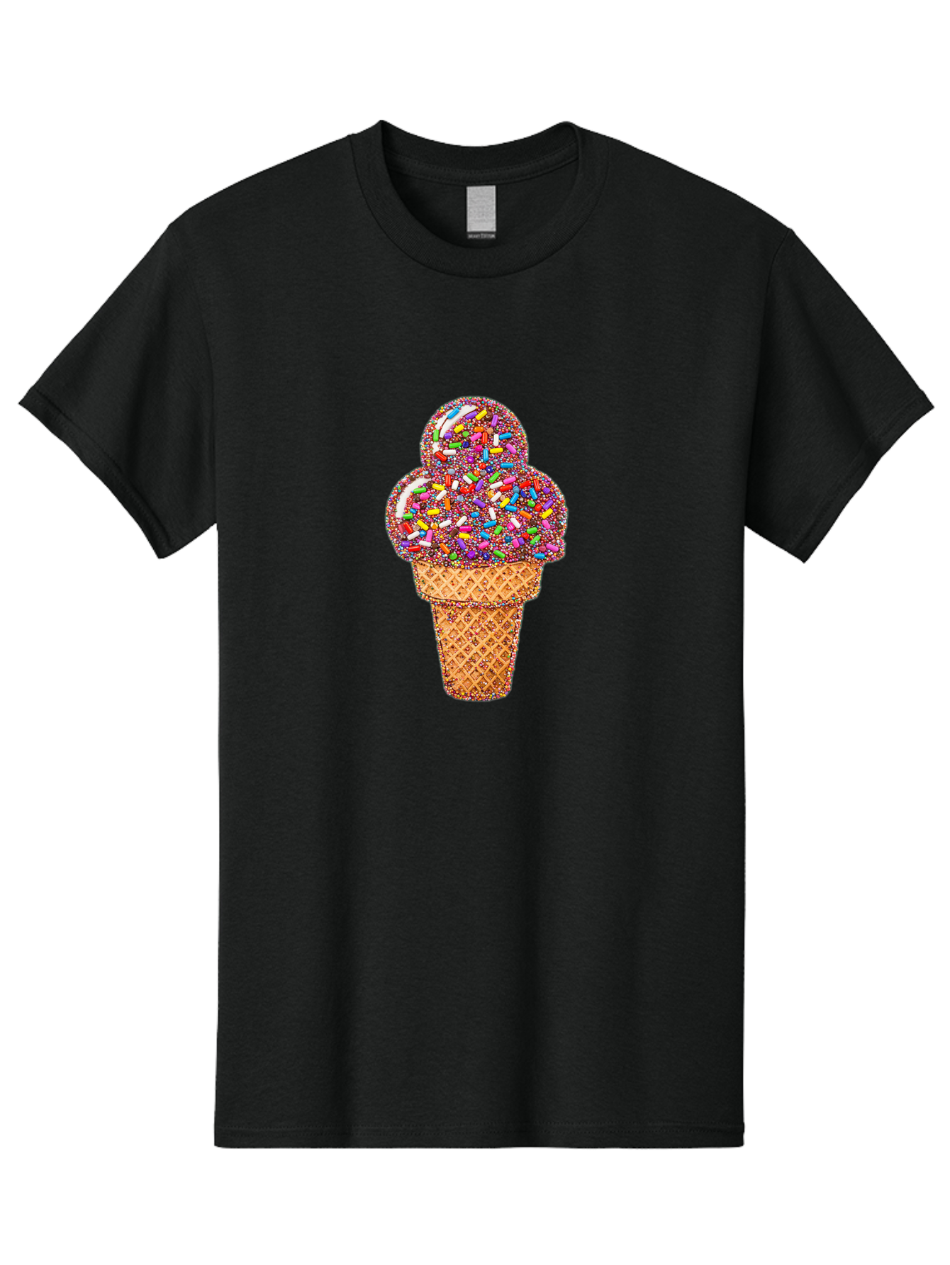 Sprinkle-Ice-Cream-Cone-1 Men'S Graphic Tee, 100% Cotton, Comfortable Casual Summer Wear, Machine Washable, Colorful Sprinkles, Ice Cream, Sweet Treats, Dessert, Waffle Cone, Rainbow Colors, Sprinkles Overload, Fun Snack, Sweet Delight, Candy, Bab443