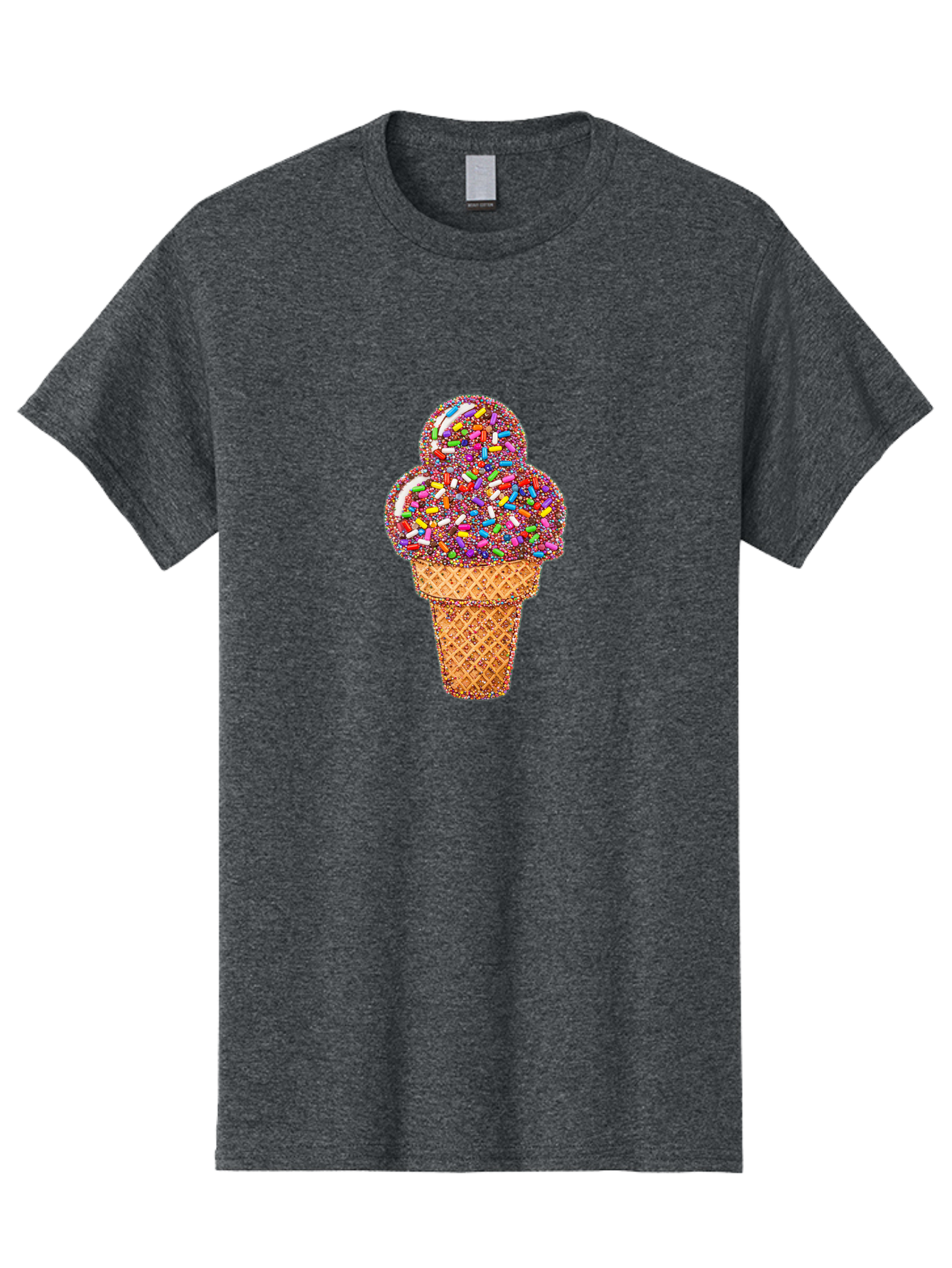 Sprinkle-Ice-Cream-Cone-1 Men'S Graphic Tee, 100% Cotton, Comfortable Casual Summer Wear, Machine Washable, Colorful Sprinkles, Ice Cream, Sweet Treats, Dessert, Waffle Cone, Rainbow Colors, Sprinkles Overload, Fun Snack, Sweet Delight, Candy, Bab443
