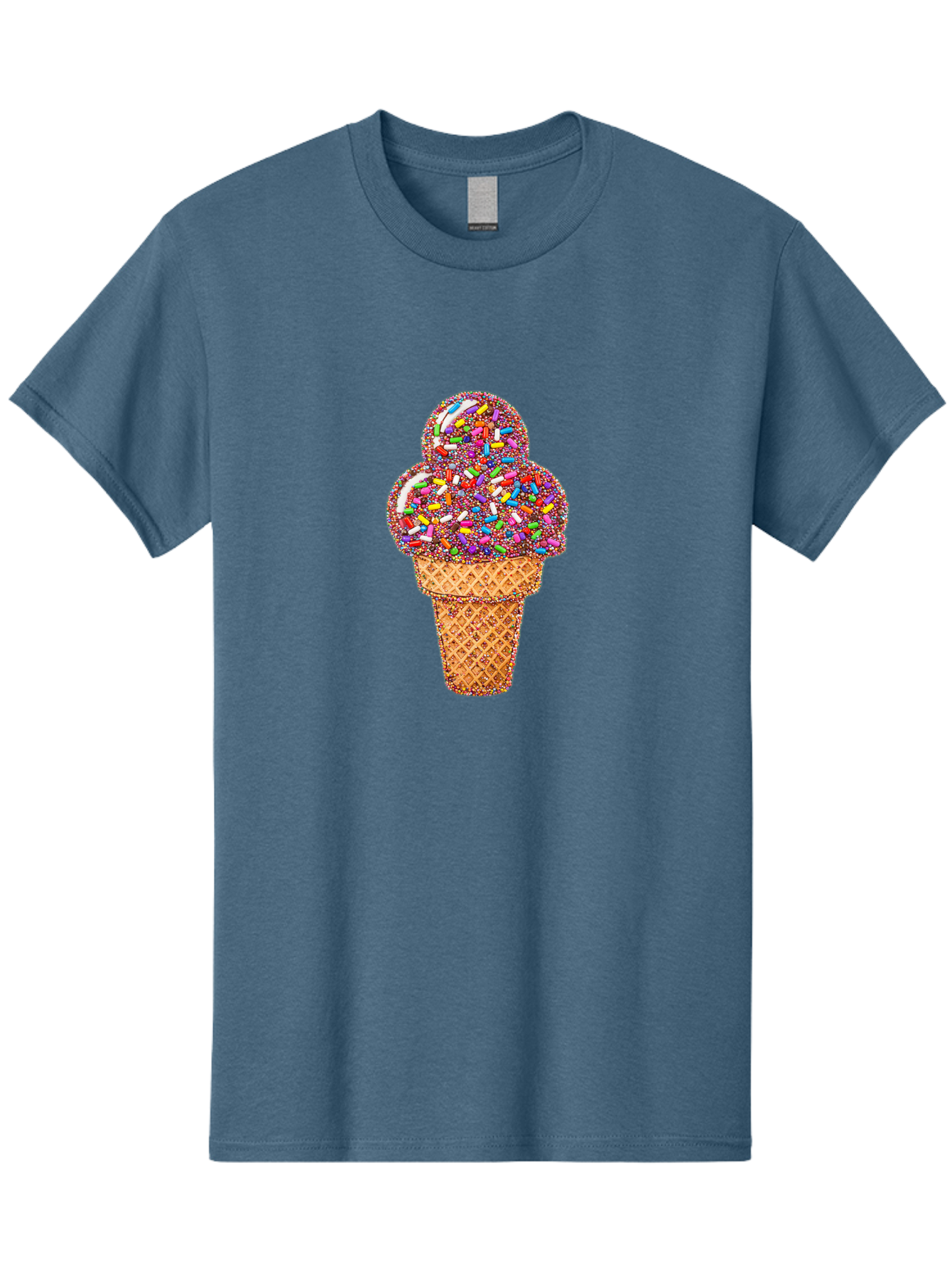 Sprinkle-Ice-Cream-Cone-1 Men'S Graphic Tee, 100% Cotton, Comfortable Casual Summer Wear, Machine Washable, Colorful Sprinkles, Ice Cream, Sweet Treats, Dessert, Waffle Cone, Rainbow Colors, Sprinkles Overload, Fun Snack, Sweet Delight, Candy, Bab443