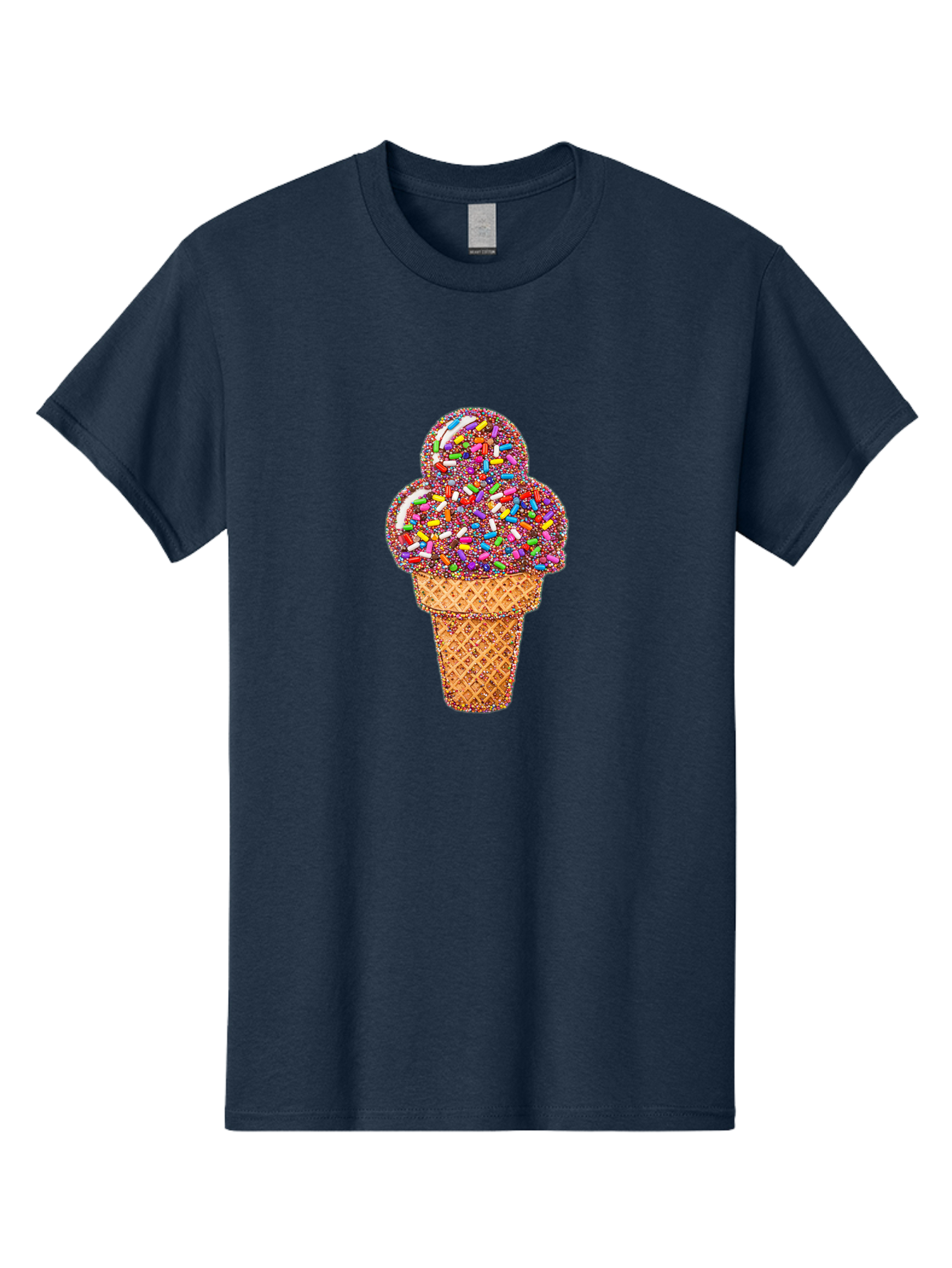 Sprinkle-Ice-Cream-Cone-1 Men'S Graphic Tee, 100% Cotton, Comfortable Casual Summer Wear, Machine Washable, Colorful Sprinkles, Ice Cream, Sweet Treats, Dessert, Waffle Cone, Rainbow Colors, Sprinkles Overload, Fun Snack, Sweet Delight, Candy, Bab443