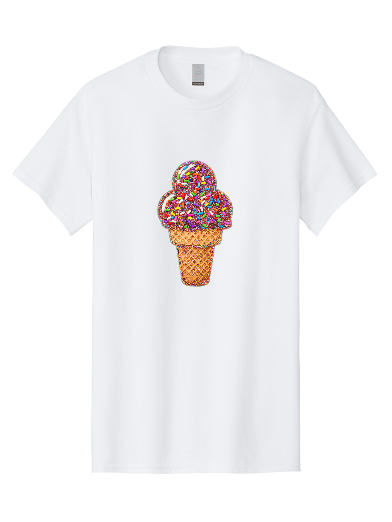 Sprinkle-Ice-Cream-Cone-1 Men'S Graphic Tee, 100% Cotton, Comfortable Casual Summer Wear, Machine Washable, Colorful Sprinkles, Ice Cream, Sweet Treats, Dessert, Waffle Cone, Rainbow Colors, Sprinkles Overload, Fun Snack, Sweet Delight, Candy, Bab443