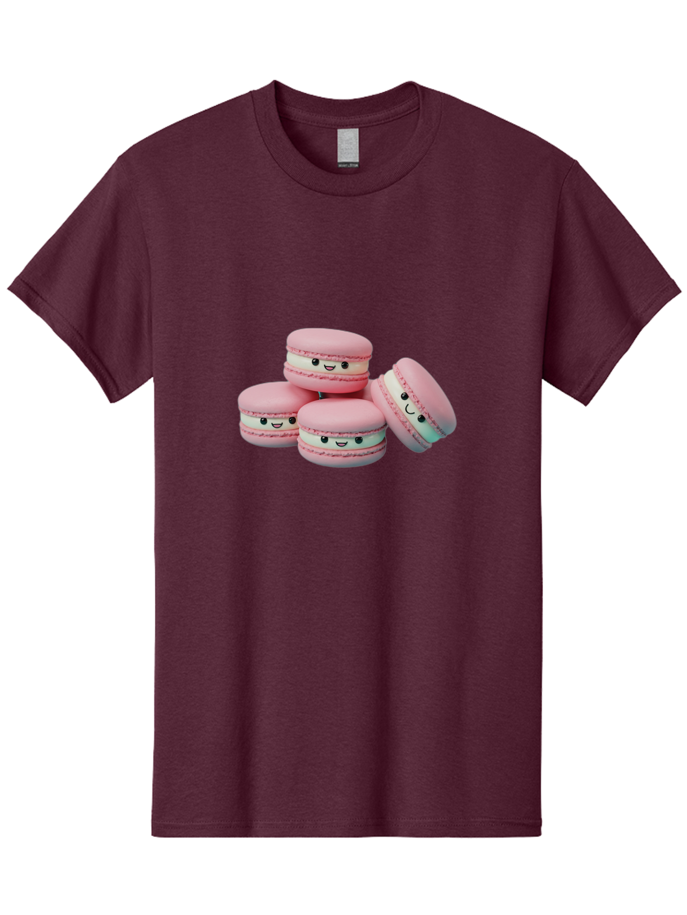 Squishy-Macarons Men'S Graphic Tee, 100% Cotton, Comfortable Casual Summer Wear, Machine Washable, Pink Macarons, Smiling Faces, Cute Desserts, Stack Of Macaroons, Sweet Treats, Adorable Faces, Tasty Macarons, Dessert Lovers, Kawaii Food Bab445