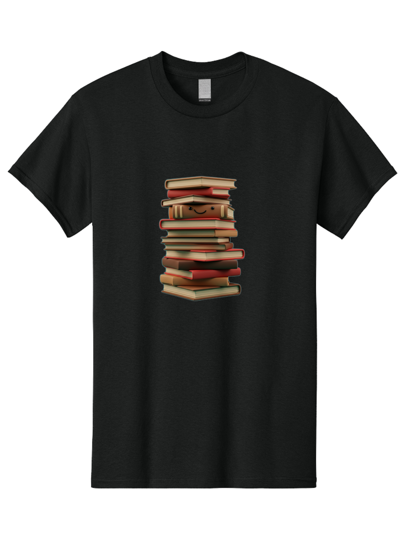 Stack-Of-Books Men'S Graphic Tee, 100% Cotton, Comfortable Casual Summer Wear, Machine Washable, Pile Of Books, Book Stack, Reading Material, Learning Resources, Education, Knowledge, Literature, Novel, Textbook, Happy Book Bab446