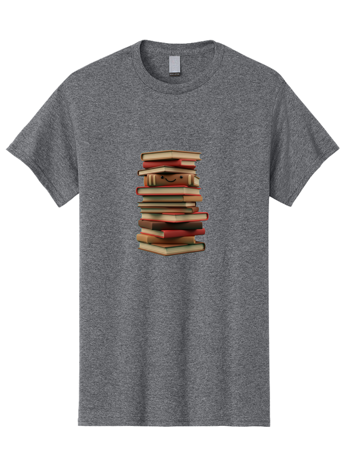 Stack-Of-Books Men'S Graphic Tee, 100% Cotton, Comfortable Casual Summer Wear, Machine Washable, Pile Of Books, Book Stack, Reading Material, Learning Resources, Education, Knowledge, Literature, Novel, Textbook, Happy Book Bab446