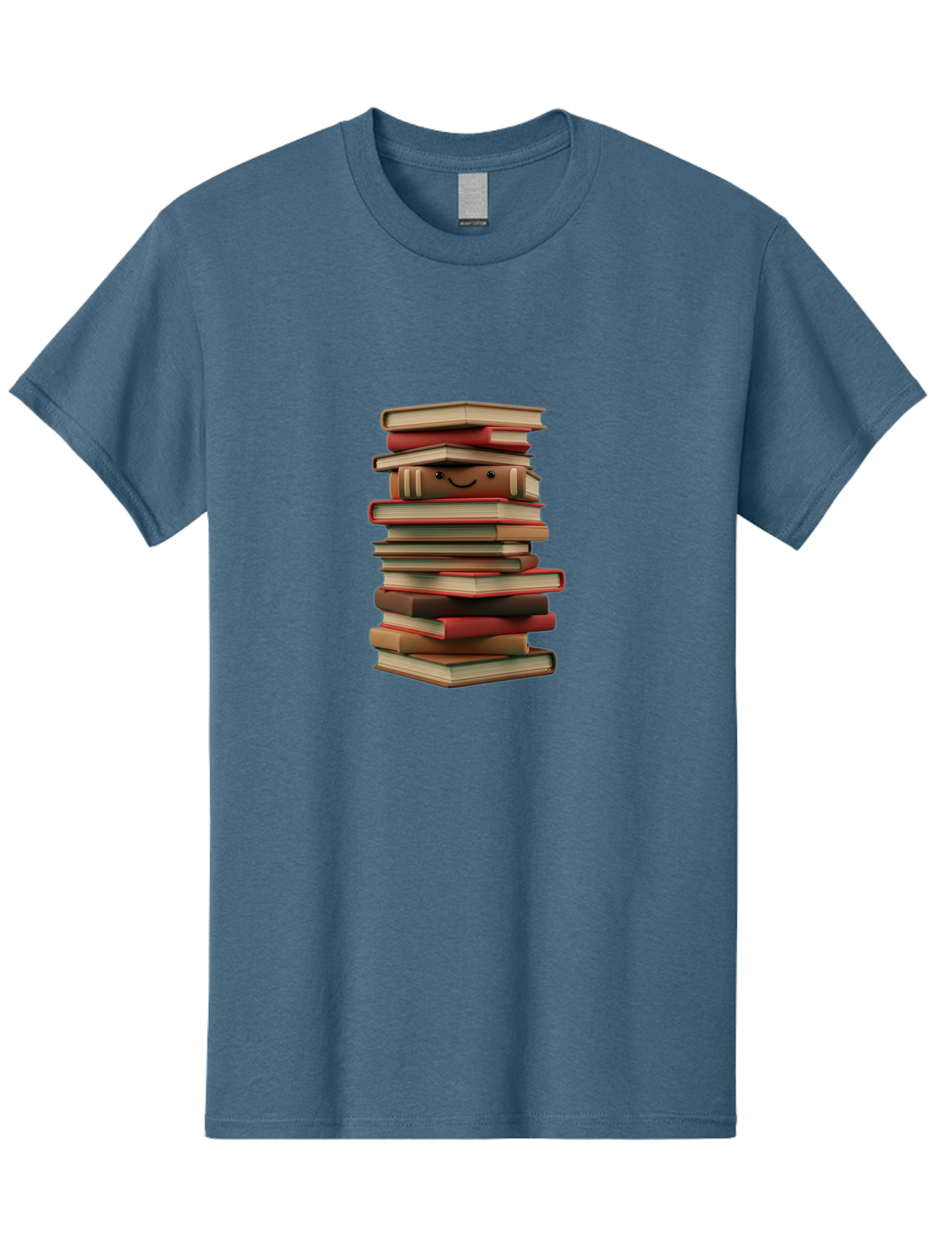 Stack-Of-Books Men'S Graphic Tee, 100% Cotton, Comfortable Casual Summer Wear, Machine Washable, Pile Of Books, Book Stack, Reading Material, Learning Resources, Education, Knowledge, Literature, Novel, Textbook, Happy Book Bab446