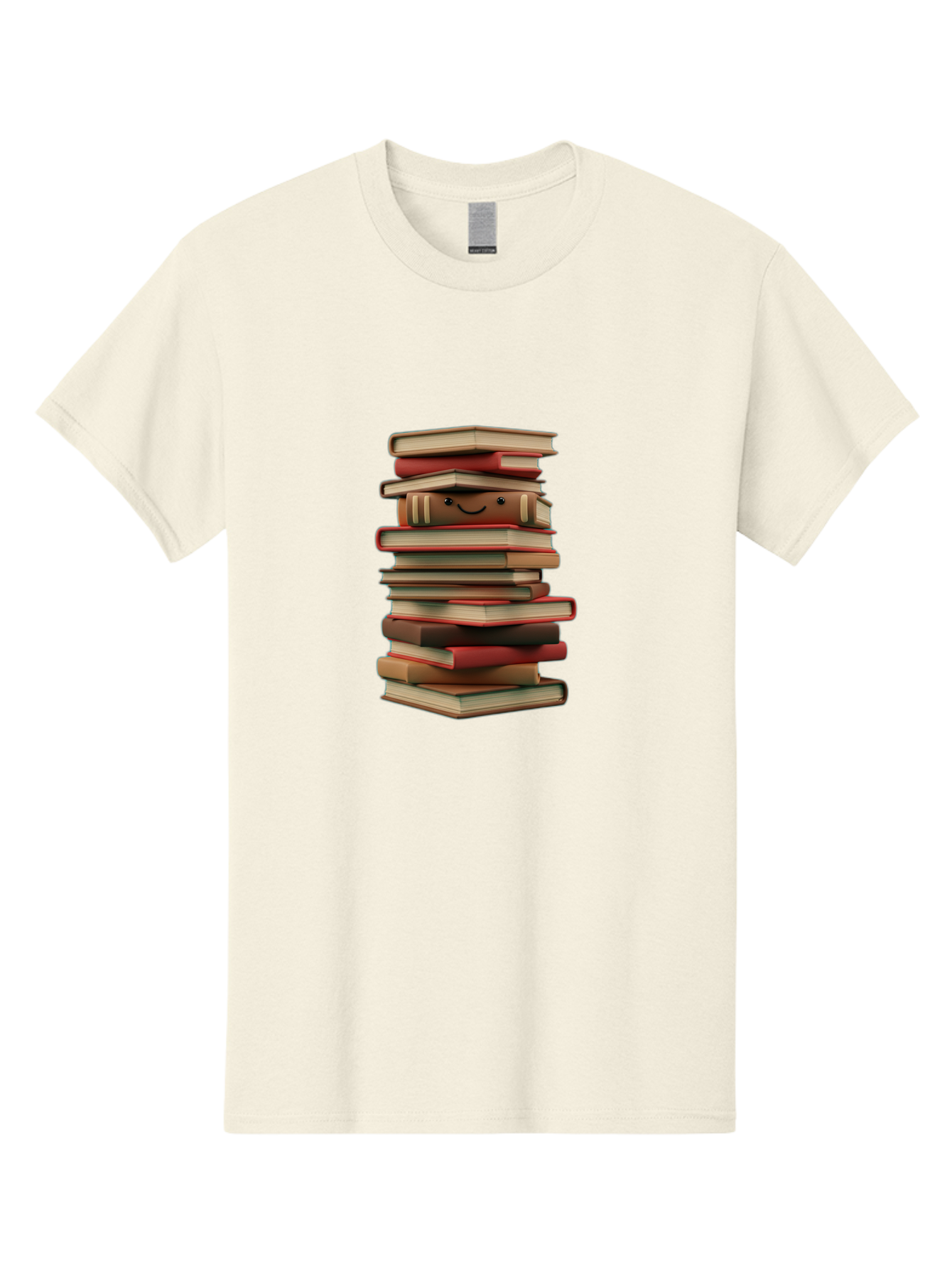Stack-Of-Books Men'S Graphic Tee, 100% Cotton, Comfortable Casual Summer Wear, Machine Washable, Pile Of Books, Book Stack, Reading Material, Learning Resources, Education, Knowledge, Literature, Novel, Textbook, Happy Book Bab446