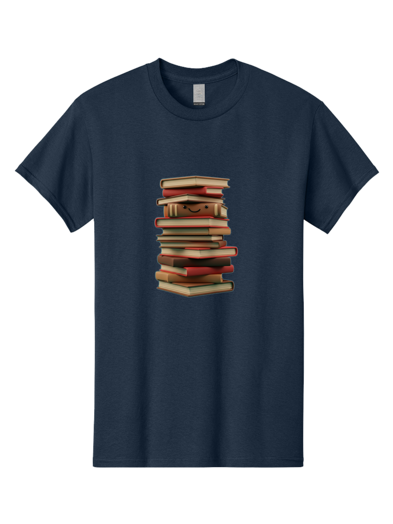 Stack-Of-Books Men'S Graphic Tee, 100% Cotton, Comfortable Casual Summer Wear, Machine Washable, Pile Of Books, Book Stack, Reading Material, Learning Resources, Education, Knowledge, Literature, Novel, Textbook, Happy Book Bab446