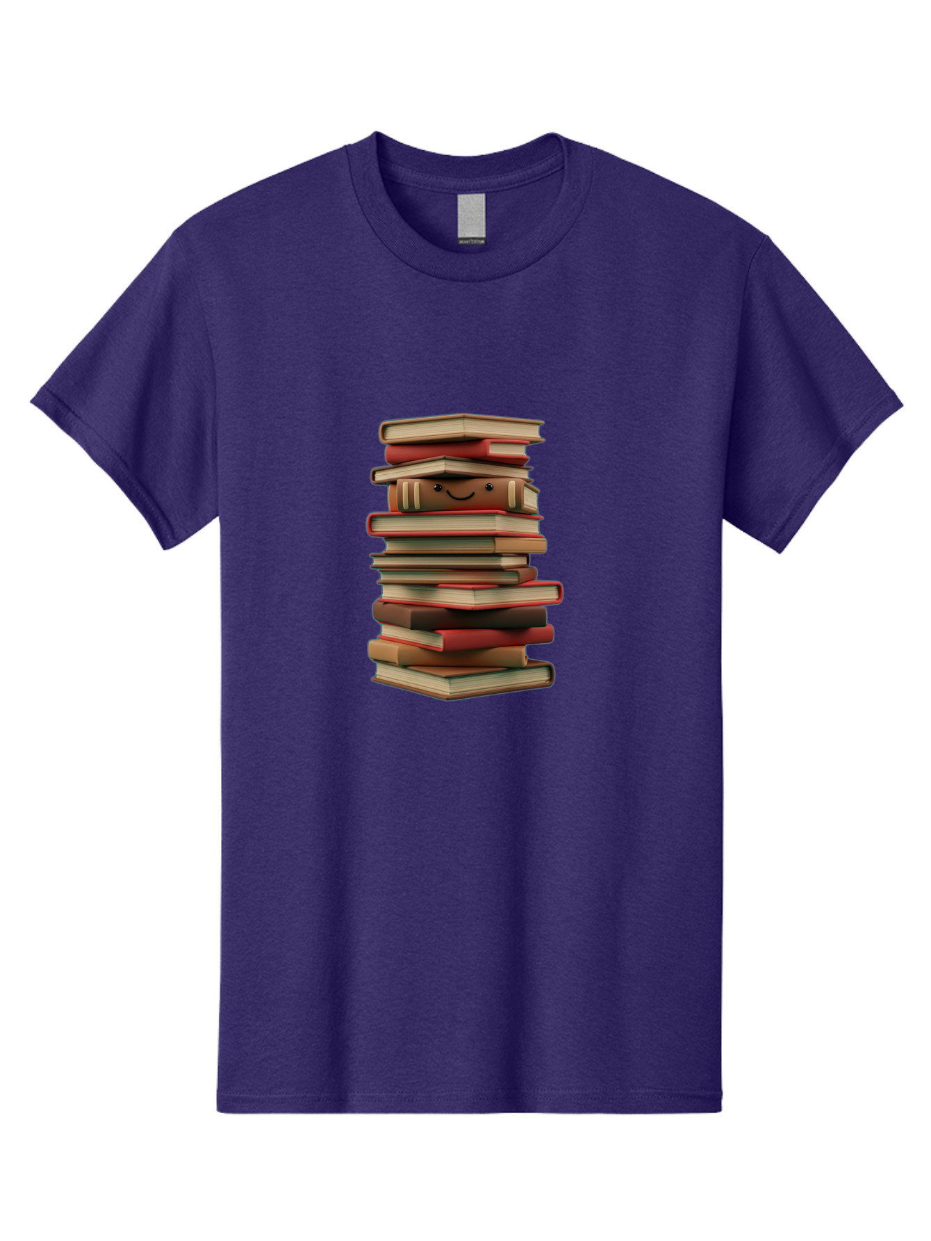 Stack-Of-Books Men'S Graphic Tee, 100% Cotton, Comfortable Casual Summer Wear, Machine Washable, Pile Of Books, Book Stack, Reading Material, Learning Resources, Education, Knowledge, Literature, Novel, Textbook, Happy Book Bab446