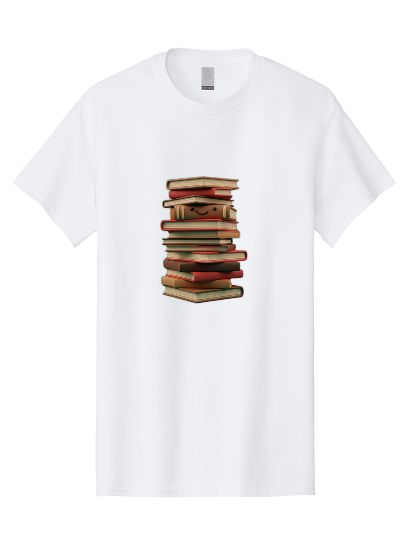 Stack-Of-Books Men'S Graphic Tee, 100% Cotton, Comfortable Casual Summer Wear, Machine Washable, Pile Of Books, Book Stack, Reading Material, Learning Resources, Education, Knowledge, Literature, Novel, Textbook, Happy Book Bab446