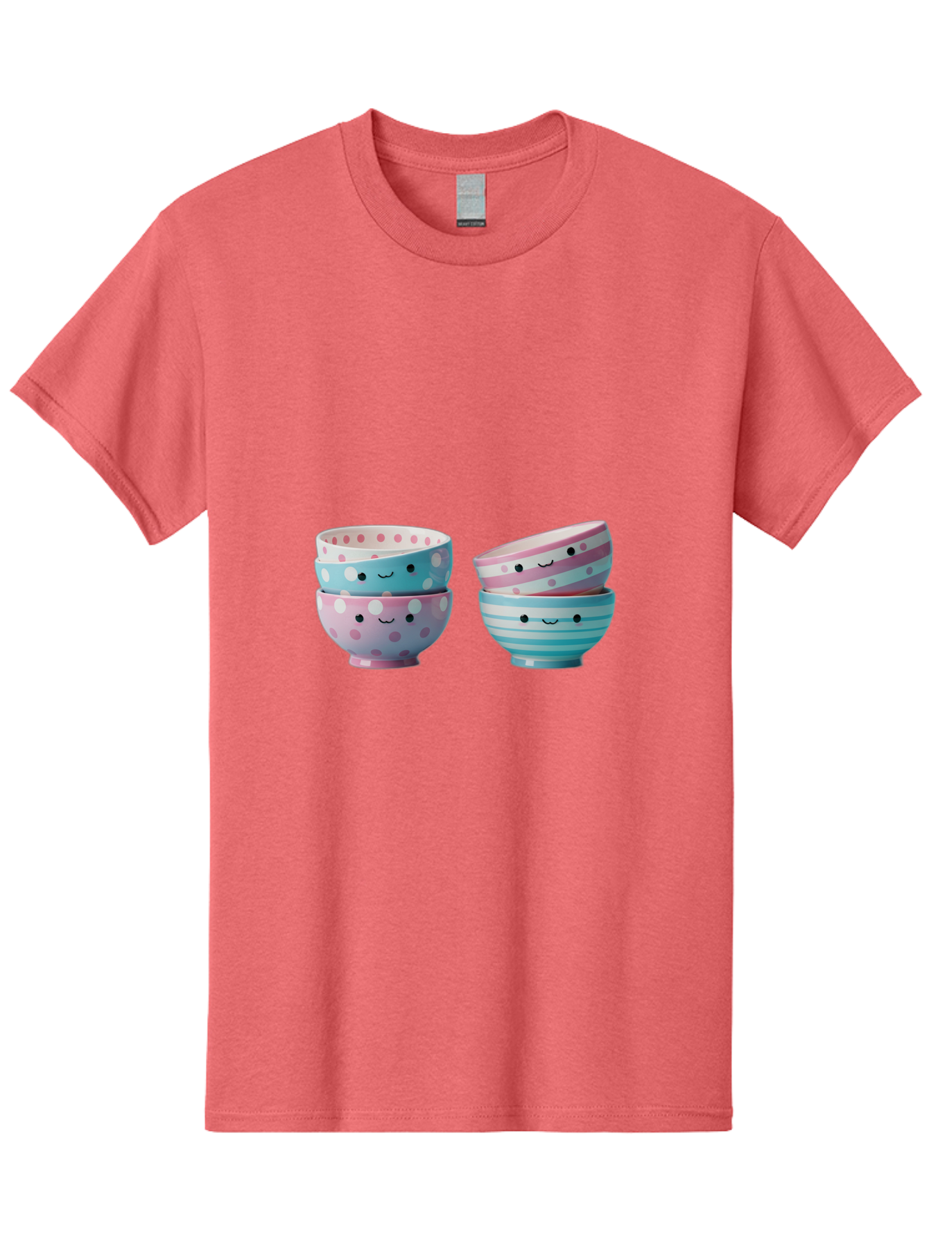 Stacked-Bowls-2 Men'S Graphic Tee, 100% Cotton, Comfortable Casual Summer Wear, Machine Washable, Stacked Bowls, Pastel Colors, Polka Dots, Stripes, Cute Faces, Smiling Bowls, Playful Tableware, Colorful Kitchenware, Whimsical Design, Bab448