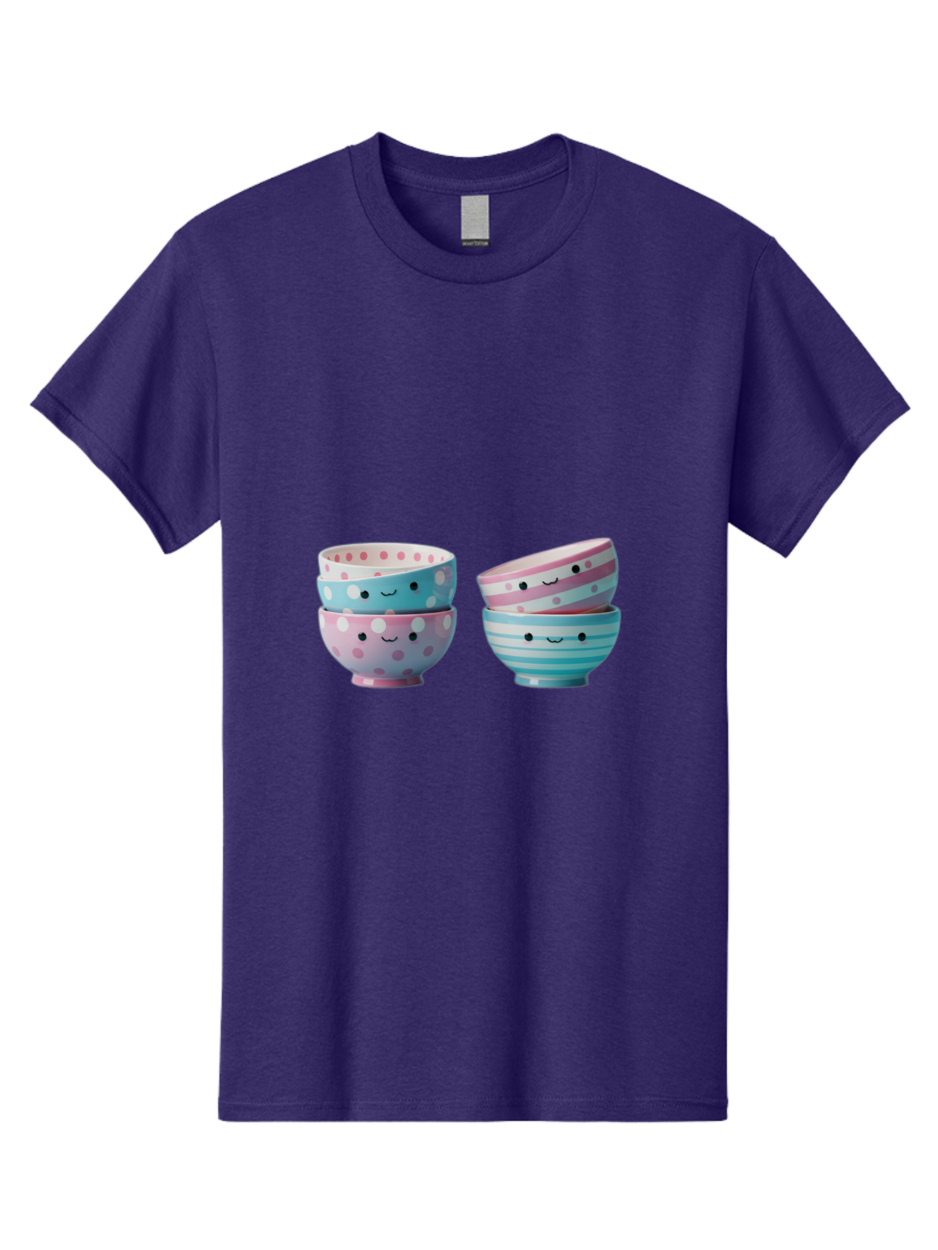 Stacked-Bowls-2 Men'S Graphic Tee, 100% Cotton, Comfortable Casual Summer Wear, Machine Washable, Stacked Bowls, Pastel Colors, Polka Dots, Stripes, Cute Faces, Smiling Bowls, Playful Tableware, Colorful Kitchenware, Whimsical Design, Bab448