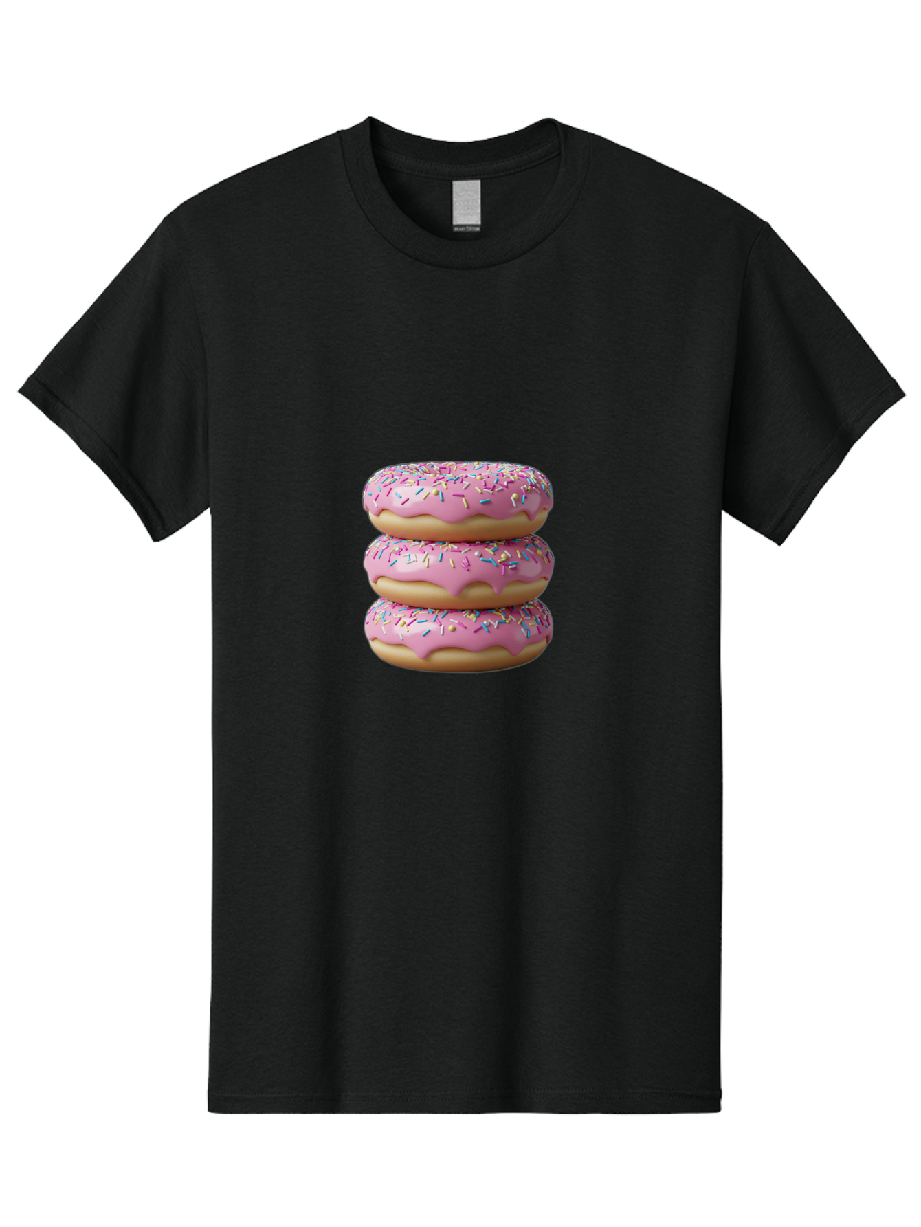 Stacked-Donuts Men'S Graphic Tee, 100% Cotton, Comfortable Casual Summer Wear, Machine Washable, Pink Frosted Donuts, Donuts With Sprinkles, Sweet Treats, Dessert Donuts, Colorful Donuts, Baked Goods, Tasty Pastries, Donut Stack, Sweet Tooth, Bab450