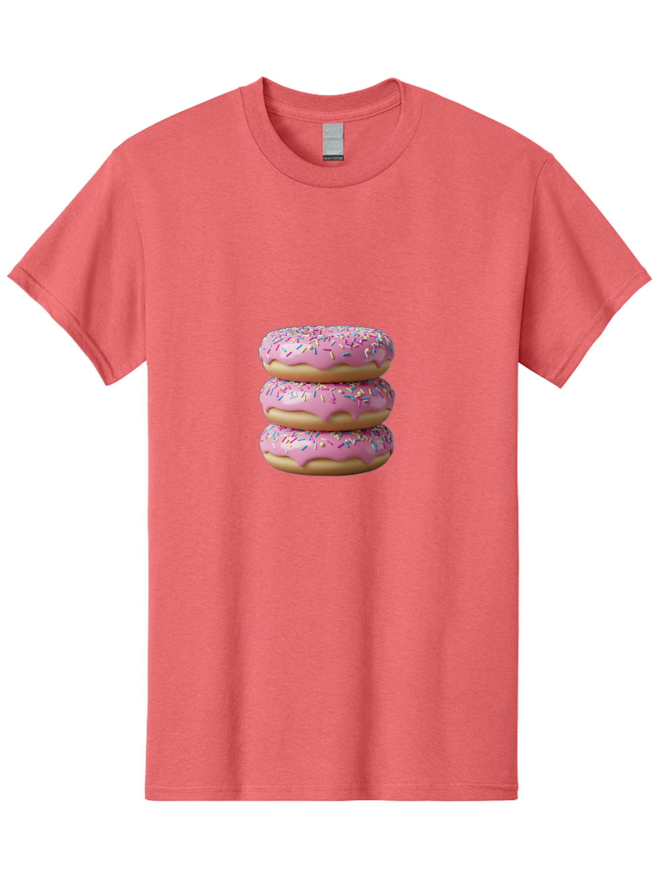 Stacked-Donuts Men'S Graphic Tee, 100% Cotton, Comfortable Casual Summer Wear, Machine Washable, Pink Frosted Donuts, Donuts With Sprinkles, Sweet Treats, Dessert Donuts, Colorful Donuts, Baked Goods, Tasty Pastries, Donut Stack, Sweet Tooth, Bab450