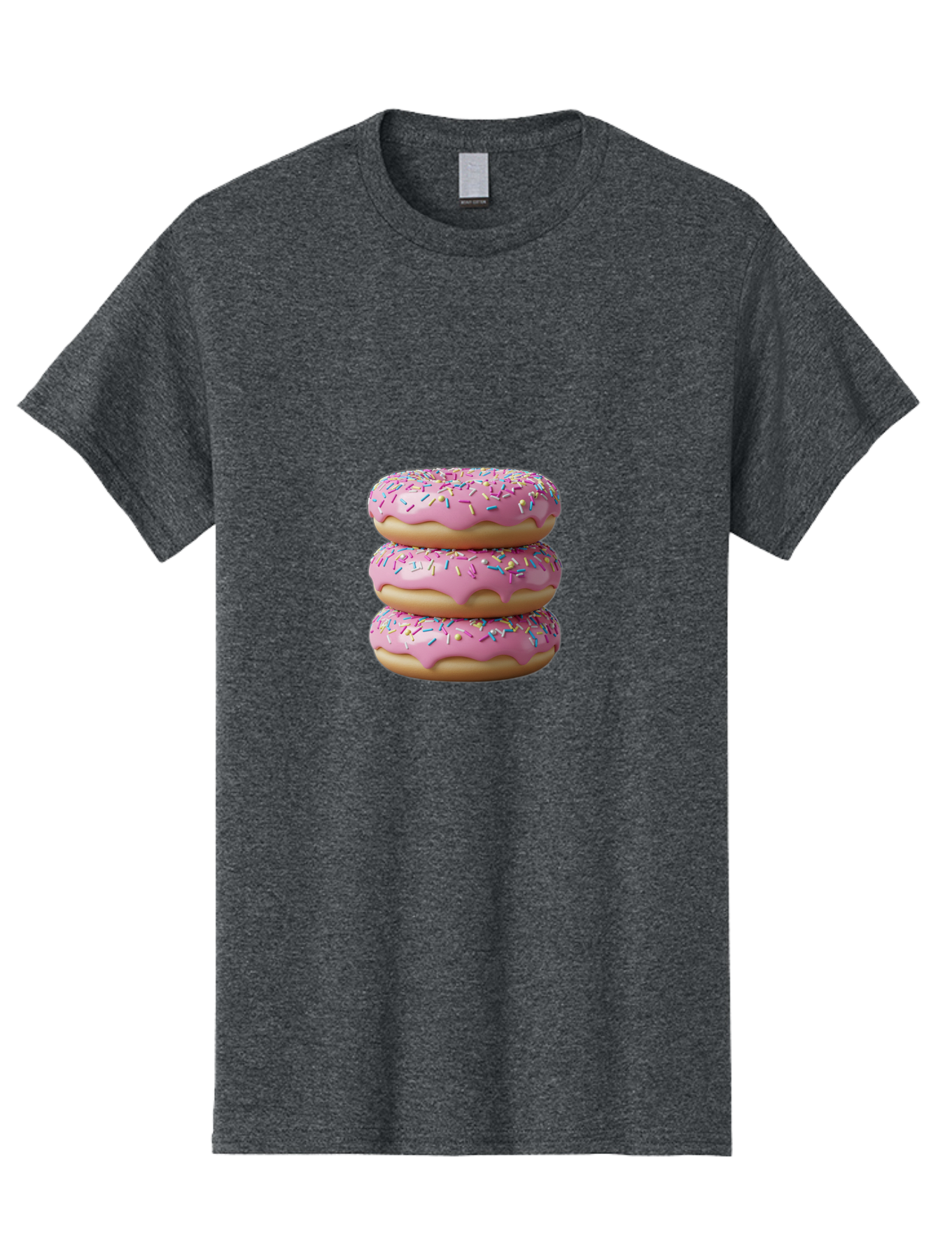 Stacked-Donuts Men'S Graphic Tee, 100% Cotton, Comfortable Casual Summer Wear, Machine Washable, Pink Frosted Donuts, Donuts With Sprinkles, Sweet Treats, Dessert Donuts, Colorful Donuts, Baked Goods, Tasty Pastries, Donut Stack, Sweet Tooth, Bab450