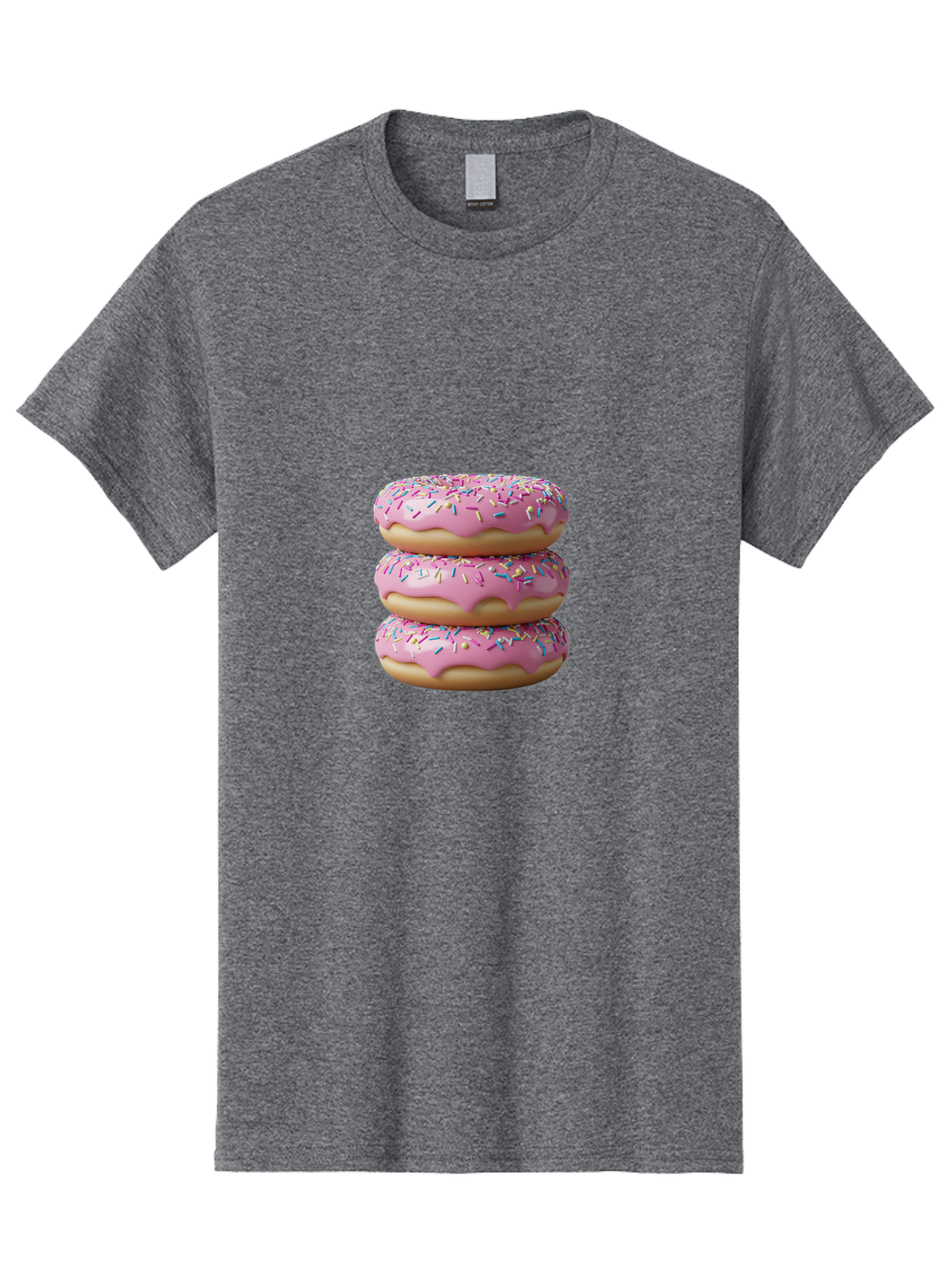 Stacked-Donuts Men'S Graphic Tee, 100% Cotton, Comfortable Casual Summer Wear, Machine Washable, Pink Frosted Donuts, Donuts With Sprinkles, Sweet Treats, Dessert Donuts, Colorful Donuts, Baked Goods, Tasty Pastries, Donut Stack, Sweet Tooth, Bab450
