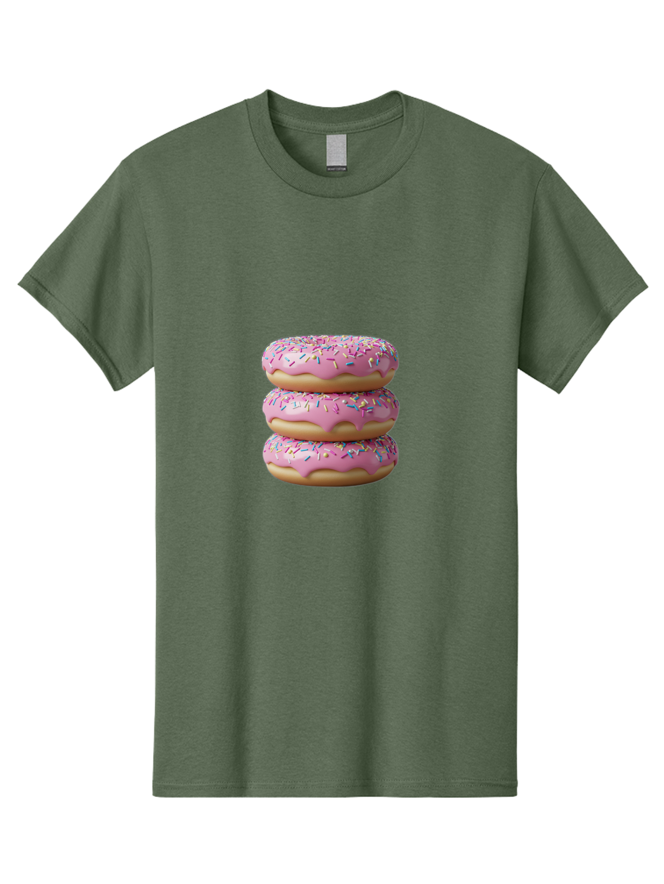 Stacked-Donuts Men'S Graphic Tee, 100% Cotton, Comfortable Casual Summer Wear, Machine Washable, Pink Frosted Donuts, Donuts With Sprinkles, Sweet Treats, Dessert Donuts, Colorful Donuts, Baked Goods, Tasty Pastries, Donut Stack, Sweet Tooth, Bab450