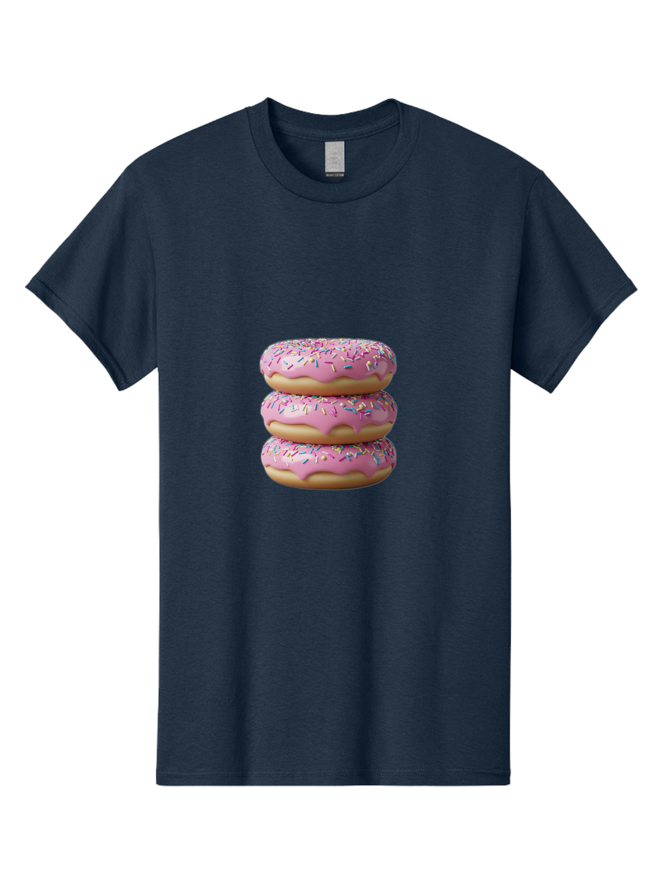 Stacked-Donuts Men'S Graphic Tee, 100% Cotton, Comfortable Casual Summer Wear, Machine Washable, Pink Frosted Donuts, Donuts With Sprinkles, Sweet Treats, Dessert Donuts, Colorful Donuts, Baked Goods, Tasty Pastries, Donut Stack, Sweet Tooth, Bab450