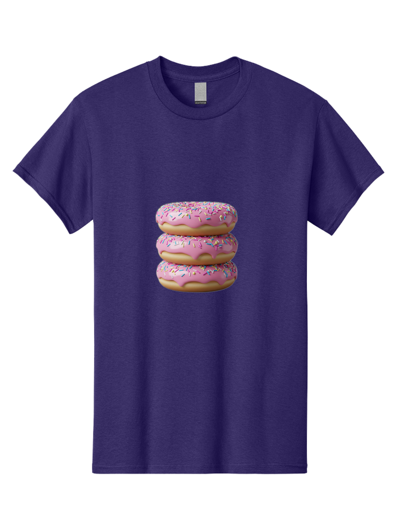 Stacked-Donuts Men'S Graphic Tee, 100% Cotton, Comfortable Casual Summer Wear, Machine Washable, Pink Frosted Donuts, Donuts With Sprinkles, Sweet Treats, Dessert Donuts, Colorful Donuts, Baked Goods, Tasty Pastries, Donut Stack, Sweet Tooth, Bab450