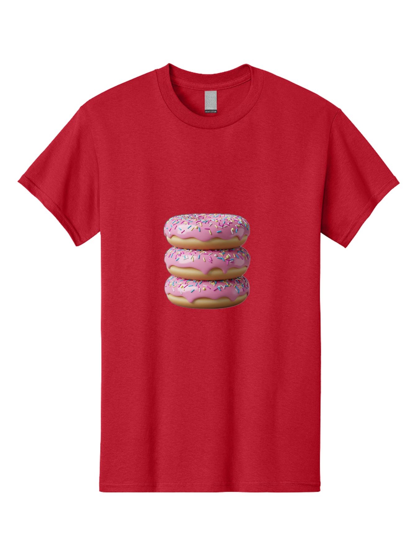 Stacked-Donuts Men'S Graphic Tee, 100% Cotton, Comfortable Casual Summer Wear, Machine Washable, Pink Frosted Donuts, Donuts With Sprinkles, Sweet Treats, Dessert Donuts, Colorful Donuts, Baked Goods, Tasty Pastries, Donut Stack, Sweet Tooth, Bab450