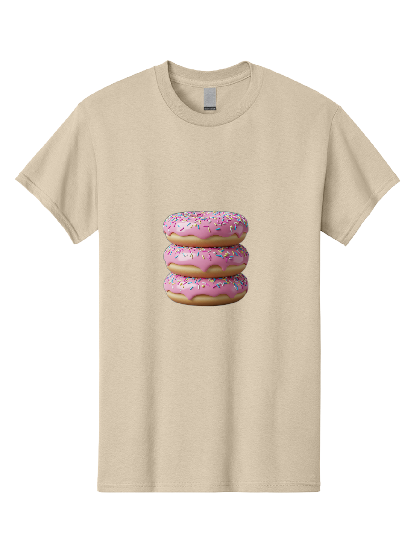 Stacked-Donuts Men'S Graphic Tee, 100% Cotton, Comfortable Casual Summer Wear, Machine Washable, Pink Frosted Donuts, Donuts With Sprinkles, Sweet Treats, Dessert Donuts, Colorful Donuts, Baked Goods, Tasty Pastries, Donut Stack, Sweet Tooth, Bab450