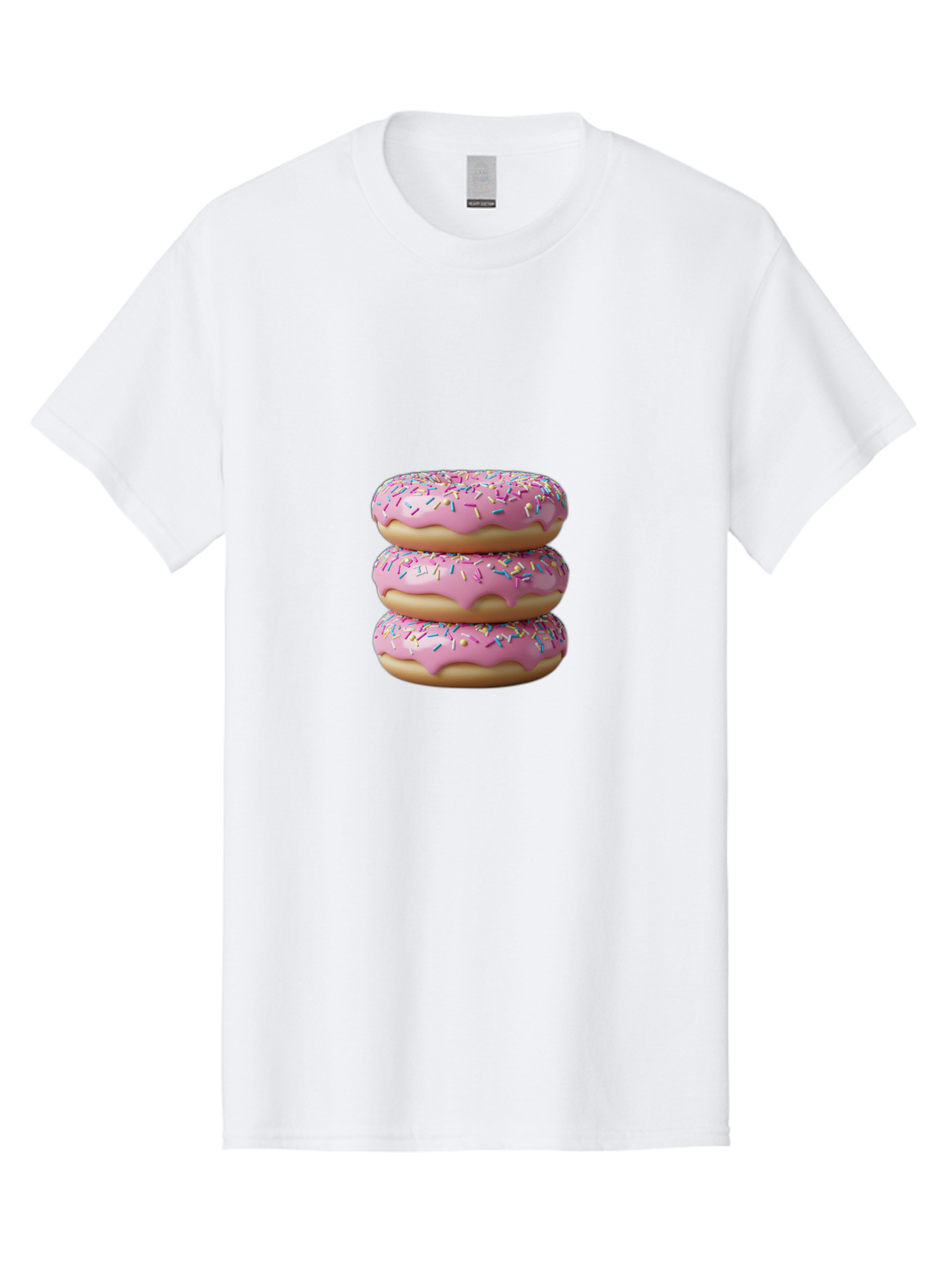 Stacked-Donuts Men'S Graphic Tee, 100% Cotton, Comfortable Casual Summer Wear, Machine Washable, Pink Frosted Donuts, Donuts With Sprinkles, Sweet Treats, Dessert Donuts, Colorful Donuts, Baked Goods, Tasty Pastries, Donut Stack, Sweet Tooth, Bab450