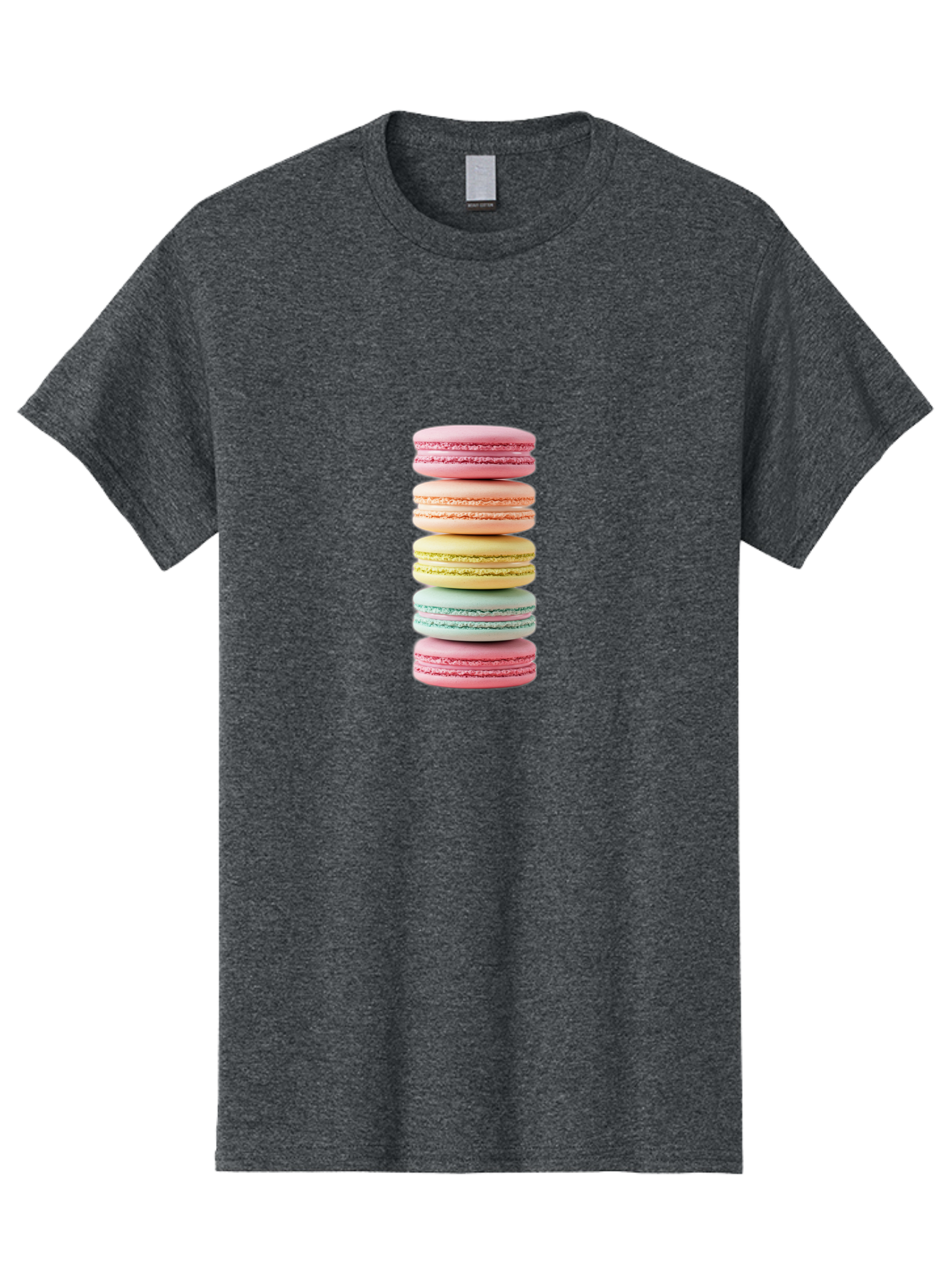 Stacked-Macarons-1 Men'S Graphic Tee, 100% Cotton, Comfortable Casual Summer Wear, Machine Washable, Colorful Macarons, Pastel Colors, Stacked Treats, Sweet Delights, Dessert Lovers, Macaron Tower, French Patisserie, Colorful Sweets, Bab451