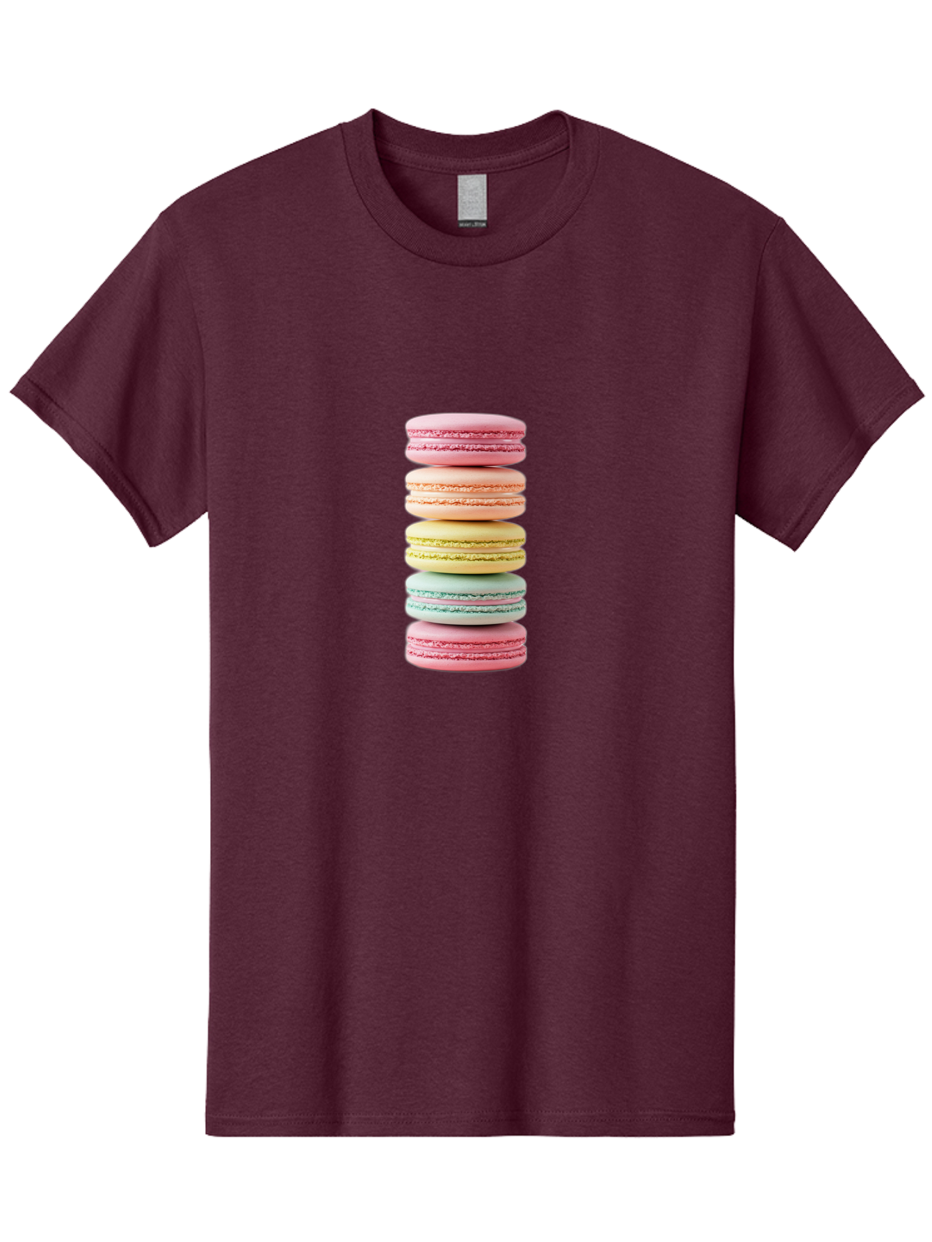 Stacked-Macarons-1 Men'S Graphic Tee, 100% Cotton, Comfortable Casual Summer Wear, Machine Washable, Colorful Macarons, Pastel Colors, Stacked Treats, Sweet Delights, Dessert Lovers, Macaron Tower, French Patisserie, Colorful Sweets, Bab451