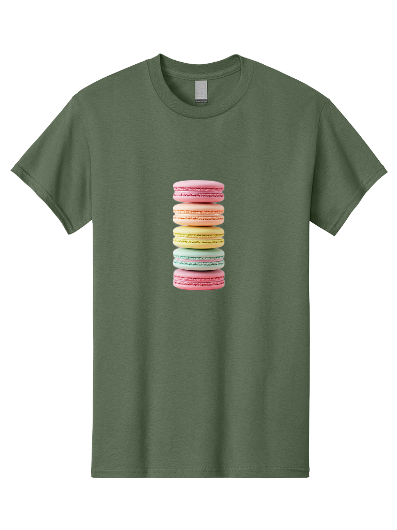 Stacked-Macarons-1 Men'S Graphic Tee, 100% Cotton, Comfortable Casual Summer Wear, Machine Washable, Colorful Macarons, Pastel Colors, Stacked Treats, Sweet Delights, Dessert Lovers, Macaron Tower, French Patisserie, Colorful Sweets, Bab451