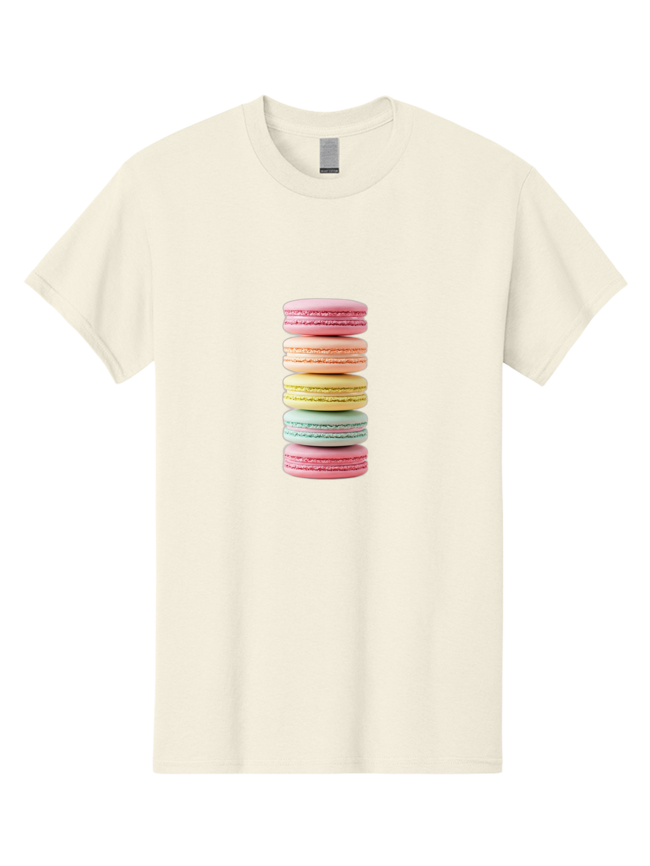 Stacked-Macarons-1 Men'S Graphic Tee, 100% Cotton, Comfortable Casual Summer Wear, Machine Washable, Colorful Macarons, Pastel Colors, Stacked Treats, Sweet Delights, Dessert Lovers, Macaron Tower, French Patisserie, Colorful Sweets, Bab451