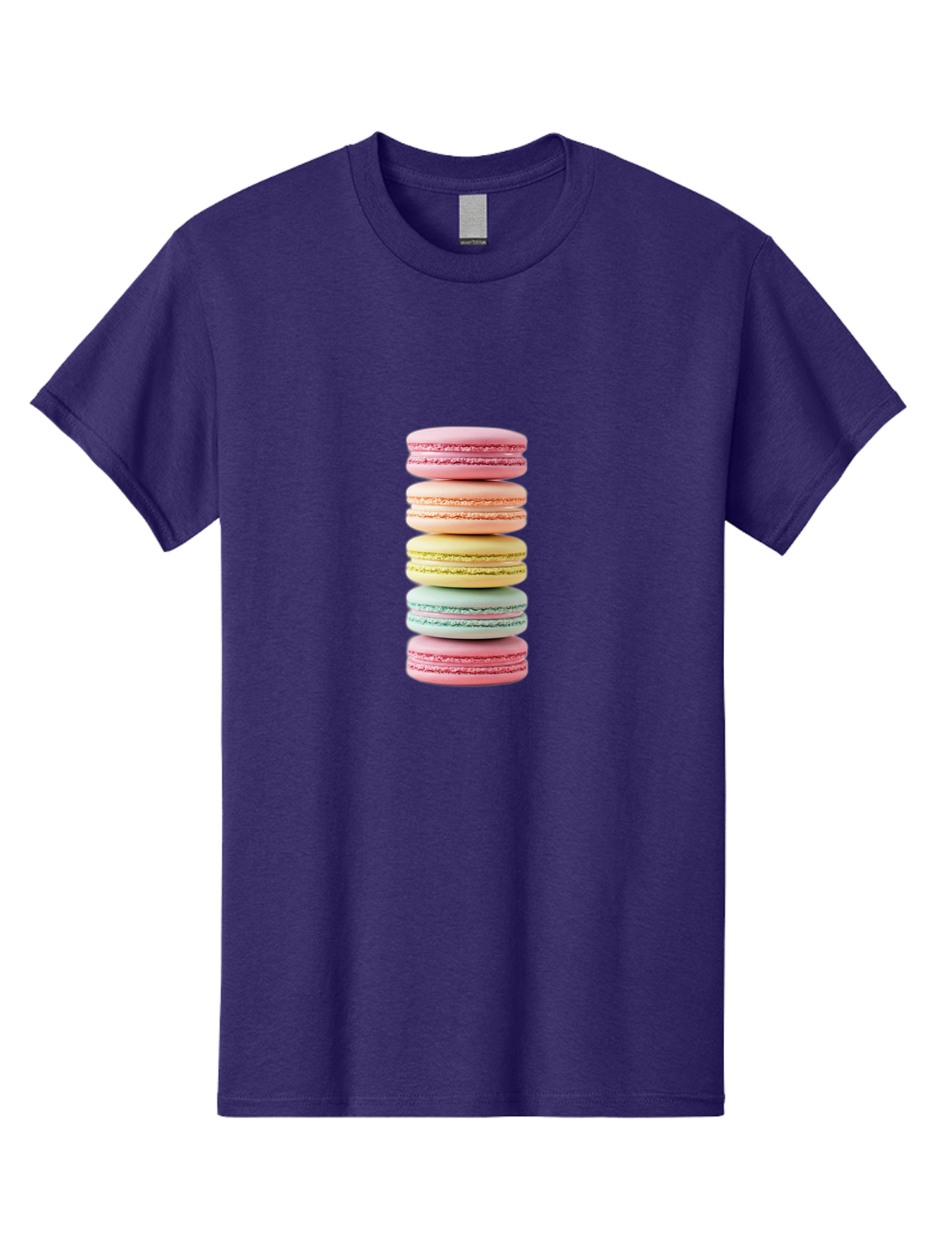 Stacked-Macarons-1 Men'S Graphic Tee, 100% Cotton, Comfortable Casual Summer Wear, Machine Washable, Colorful Macarons, Pastel Colors, Stacked Treats, Sweet Delights, Dessert Lovers, Macaron Tower, French Patisserie, Colorful Sweets, Bab451