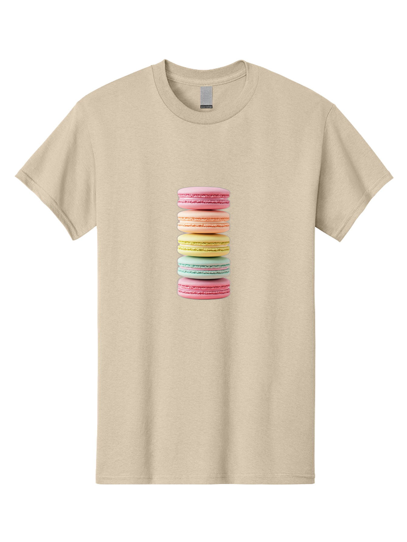 Stacked-Macarons-1 Men'S Graphic Tee, 100% Cotton, Comfortable Casual Summer Wear, Machine Washable, Colorful Macarons, Pastel Colors, Stacked Treats, Sweet Delights, Dessert Lovers, Macaron Tower, French Patisserie, Colorful Sweets, Bab451