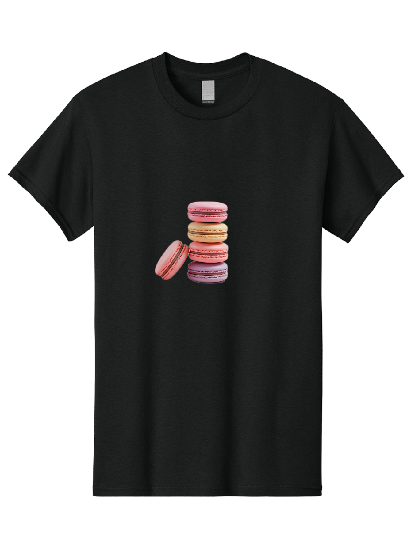 Stacked-Macarons-2 Men'S Graphic Tee, 100% Cotton, Comfortable Casual Summer Wear, Machine Washable, Assorted Macarons, Pastel Colors, French Desserts, Sweets, Desserts, Macaron Stack, Confectionery, Delicate Cookies, Sweet Treats, Bab452