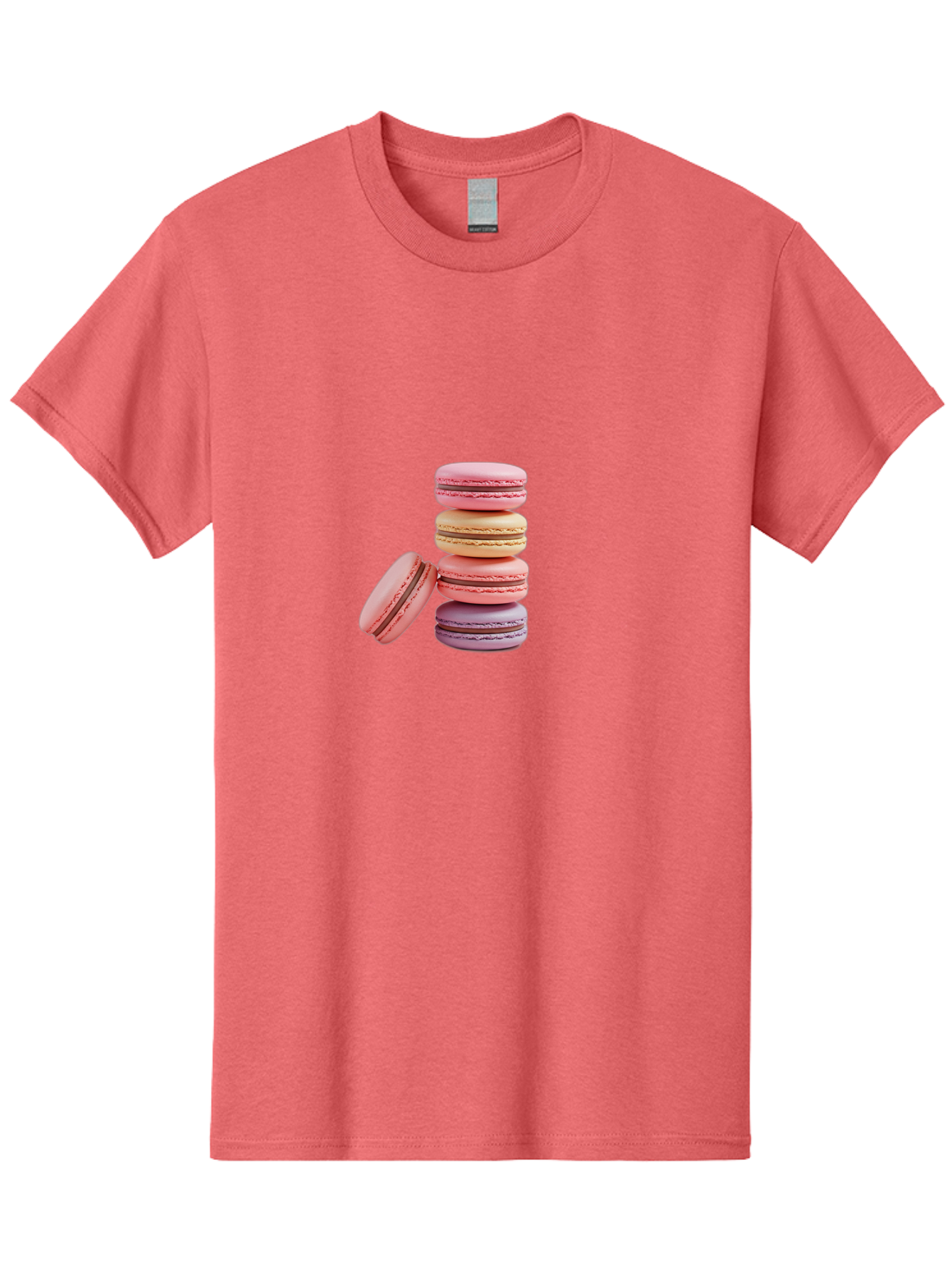 Stacked-Macarons-2 Men'S Graphic Tee, 100% Cotton, Comfortable Casual Summer Wear, Machine Washable, Assorted Macarons, Pastel Colors, French Desserts, Sweets, Desserts, Macaron Stack, Confectionery, Delicate Cookies, Sweet Treats, Bab452