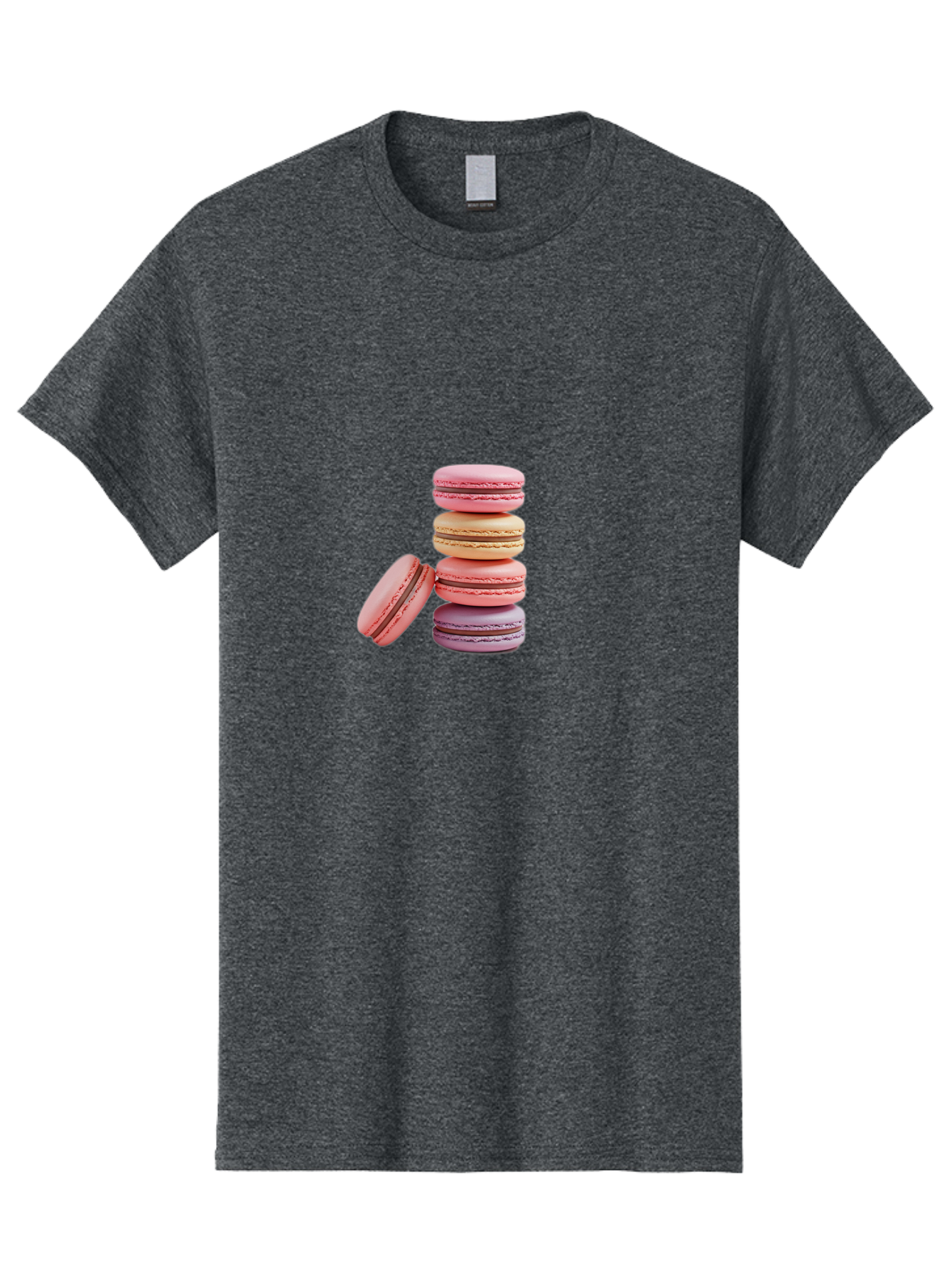 Stacked-Macarons-2 Men'S Graphic Tee, 100% Cotton, Comfortable Casual Summer Wear, Machine Washable, Assorted Macarons, Pastel Colors, French Desserts, Sweets, Desserts, Macaron Stack, Confectionery, Delicate Cookies, Sweet Treats, Bab452