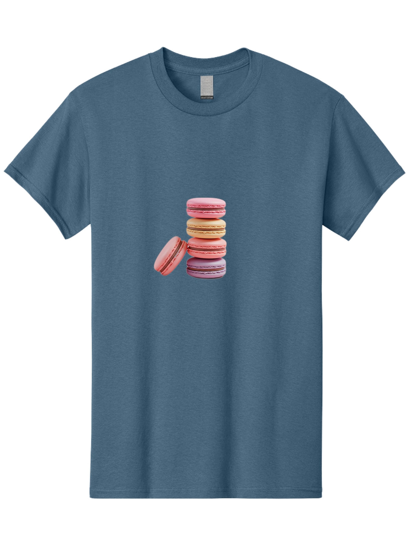 Stacked-Macarons-2 Men'S Graphic Tee, 100% Cotton, Comfortable Casual Summer Wear, Machine Washable, Assorted Macarons, Pastel Colors, French Desserts, Sweets, Desserts, Macaron Stack, Confectionery, Delicate Cookies, Sweet Treats, Bab452