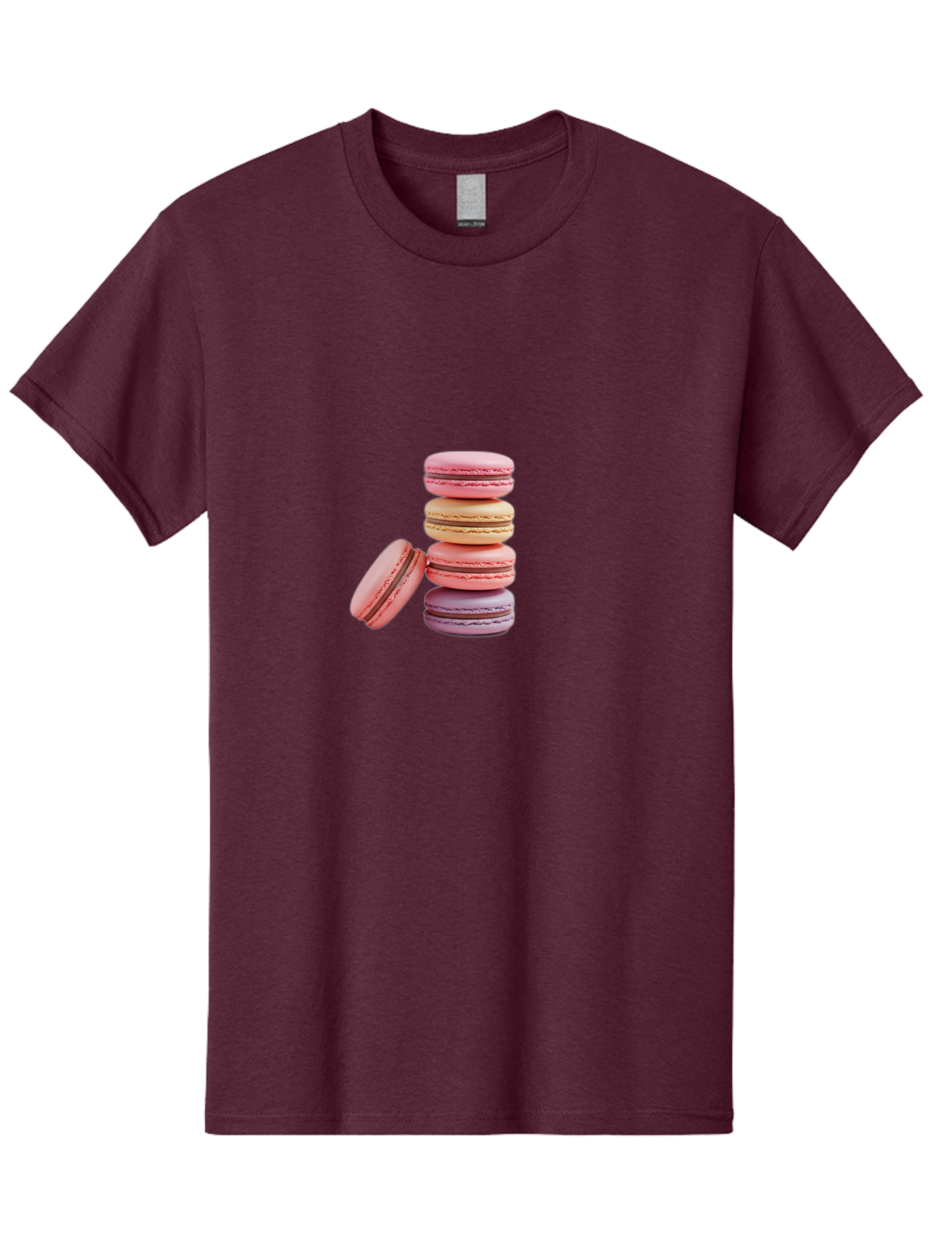 Stacked-Macarons-2 Men'S Graphic Tee, 100% Cotton, Comfortable Casual Summer Wear, Machine Washable, Assorted Macarons, Pastel Colors, French Desserts, Sweets, Desserts, Macaron Stack, Confectionery, Delicate Cookies, Sweet Treats, Bab452