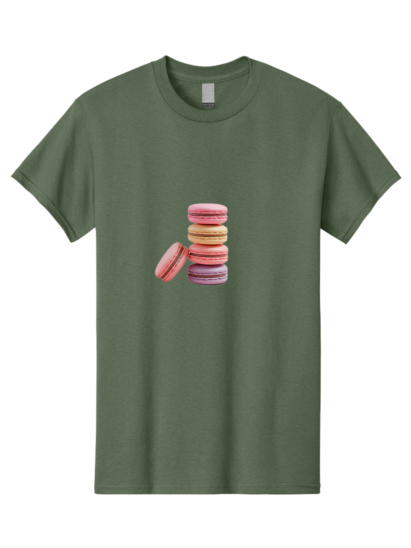 Stacked-Macarons-2 Men'S Graphic Tee, 100% Cotton, Comfortable Casual Summer Wear, Machine Washable, Assorted Macarons, Pastel Colors, French Desserts, Sweets, Desserts, Macaron Stack, Confectionery, Delicate Cookies, Sweet Treats, Bab452