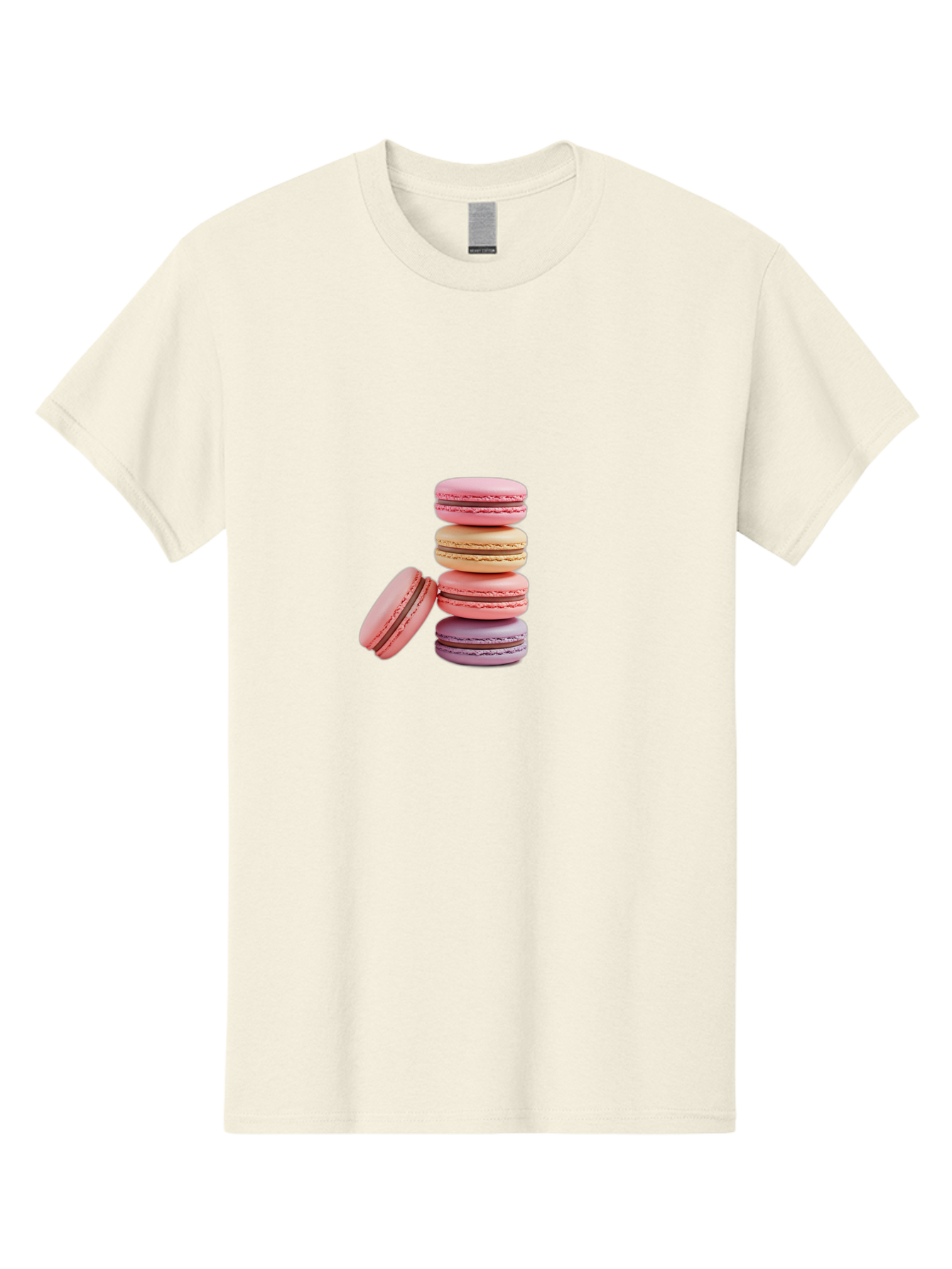 Stacked-Macarons-2 Men'S Graphic Tee, 100% Cotton, Comfortable Casual Summer Wear, Machine Washable, Assorted Macarons, Pastel Colors, French Desserts, Sweets, Desserts, Macaron Stack, Confectionery, Delicate Cookies, Sweet Treats, Bab452