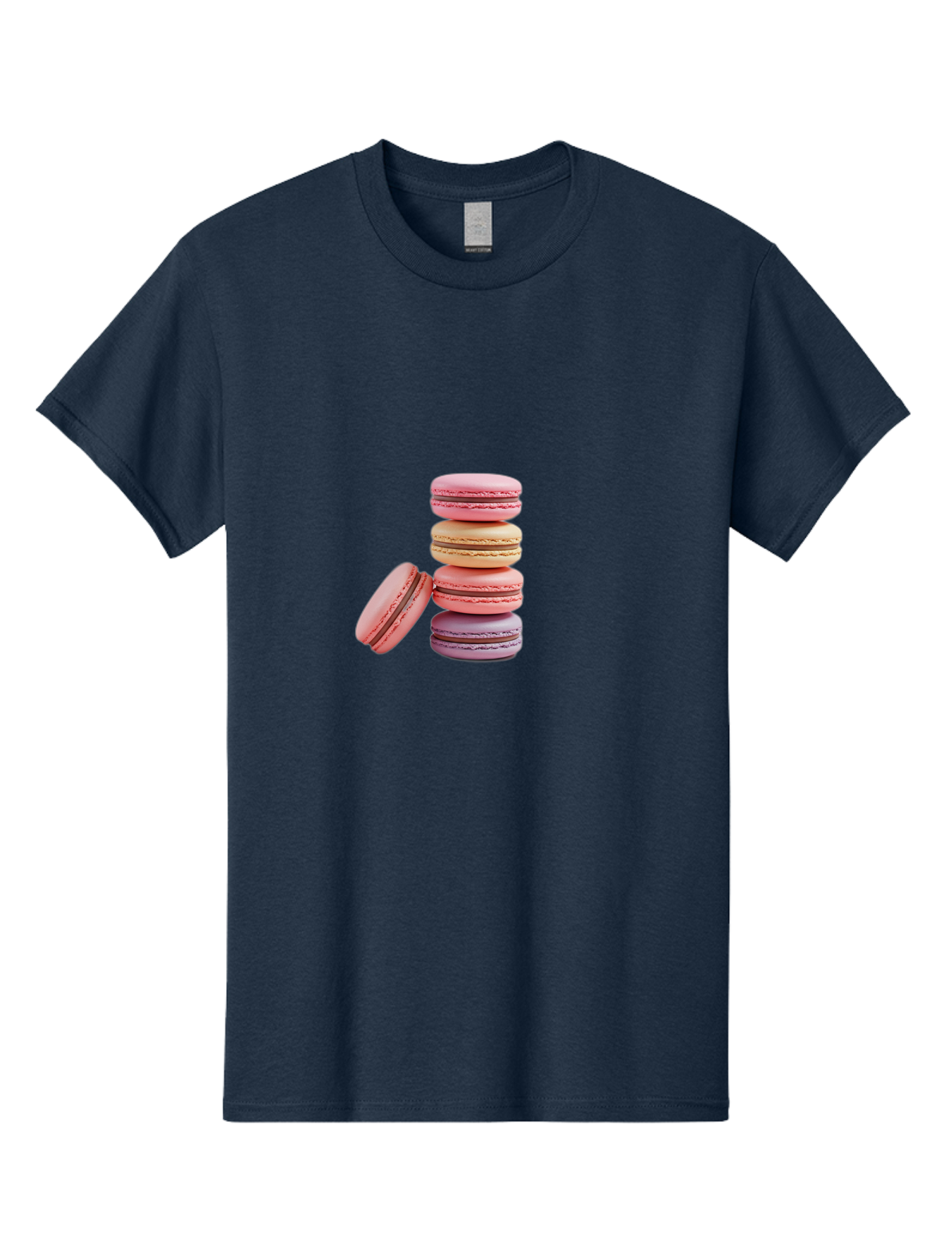 Stacked-Macarons-2 Men'S Graphic Tee, 100% Cotton, Comfortable Casual Summer Wear, Machine Washable, Assorted Macarons, Pastel Colors, French Desserts, Sweets, Desserts, Macaron Stack, Confectionery, Delicate Cookies, Sweet Treats, Bab452