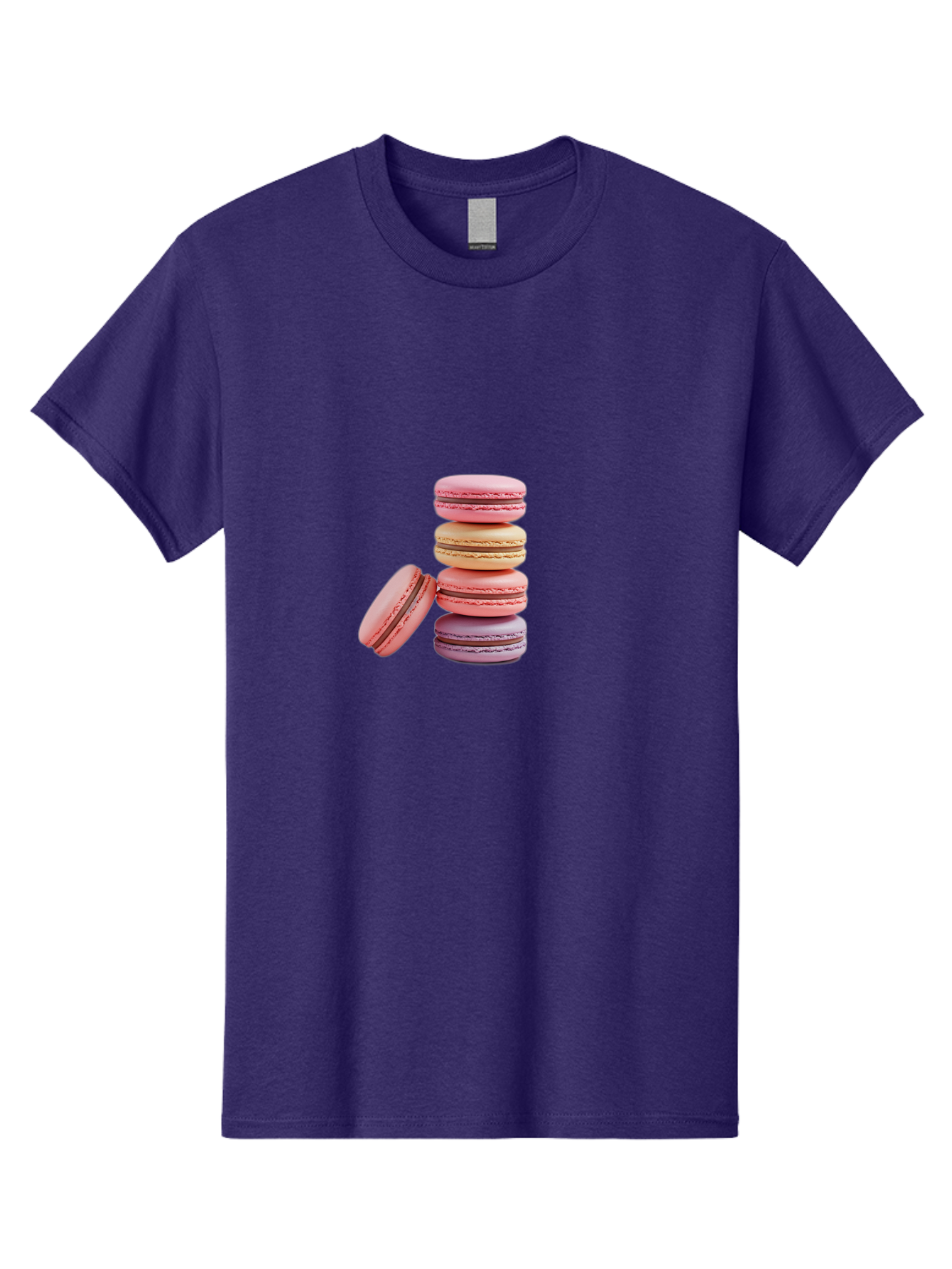 Stacked-Macarons-2 Men'S Graphic Tee, 100% Cotton, Comfortable Casual Summer Wear, Machine Washable, Assorted Macarons, Pastel Colors, French Desserts, Sweets, Desserts, Macaron Stack, Confectionery, Delicate Cookies, Sweet Treats, Bab452